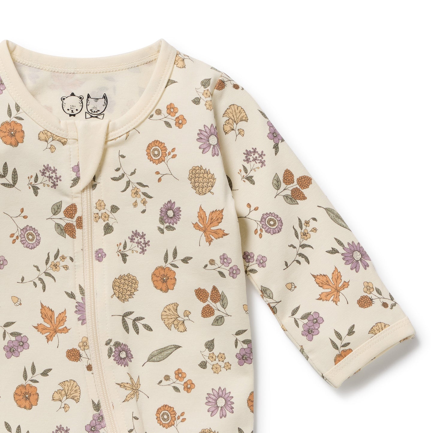 Wilson and Frenchy Girls Organic Zipsuit with Feet - Maple Glow | Rompers & Playsuits | Bon Bon Tresor