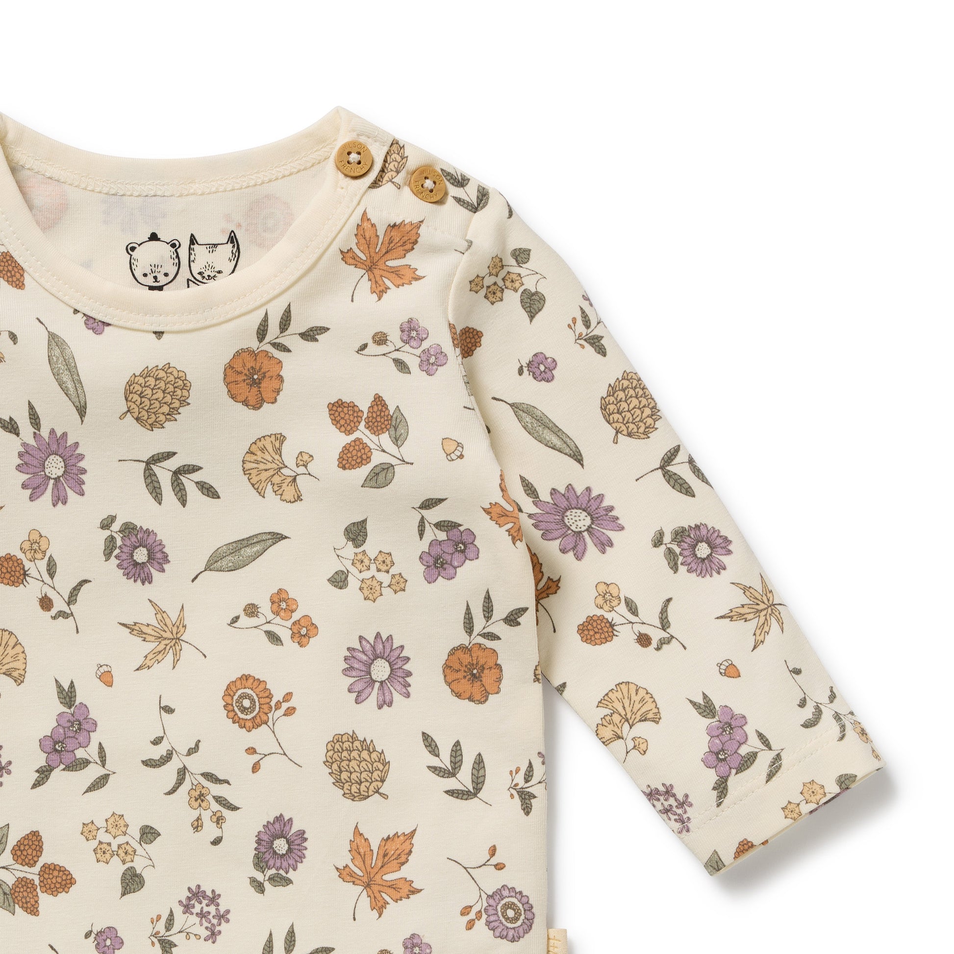 Wilson and Frenchy Girls Organic Long Sleeved Bodysuit - Maple Glow | Rompers & Playsuits | Bon Bon Tresor