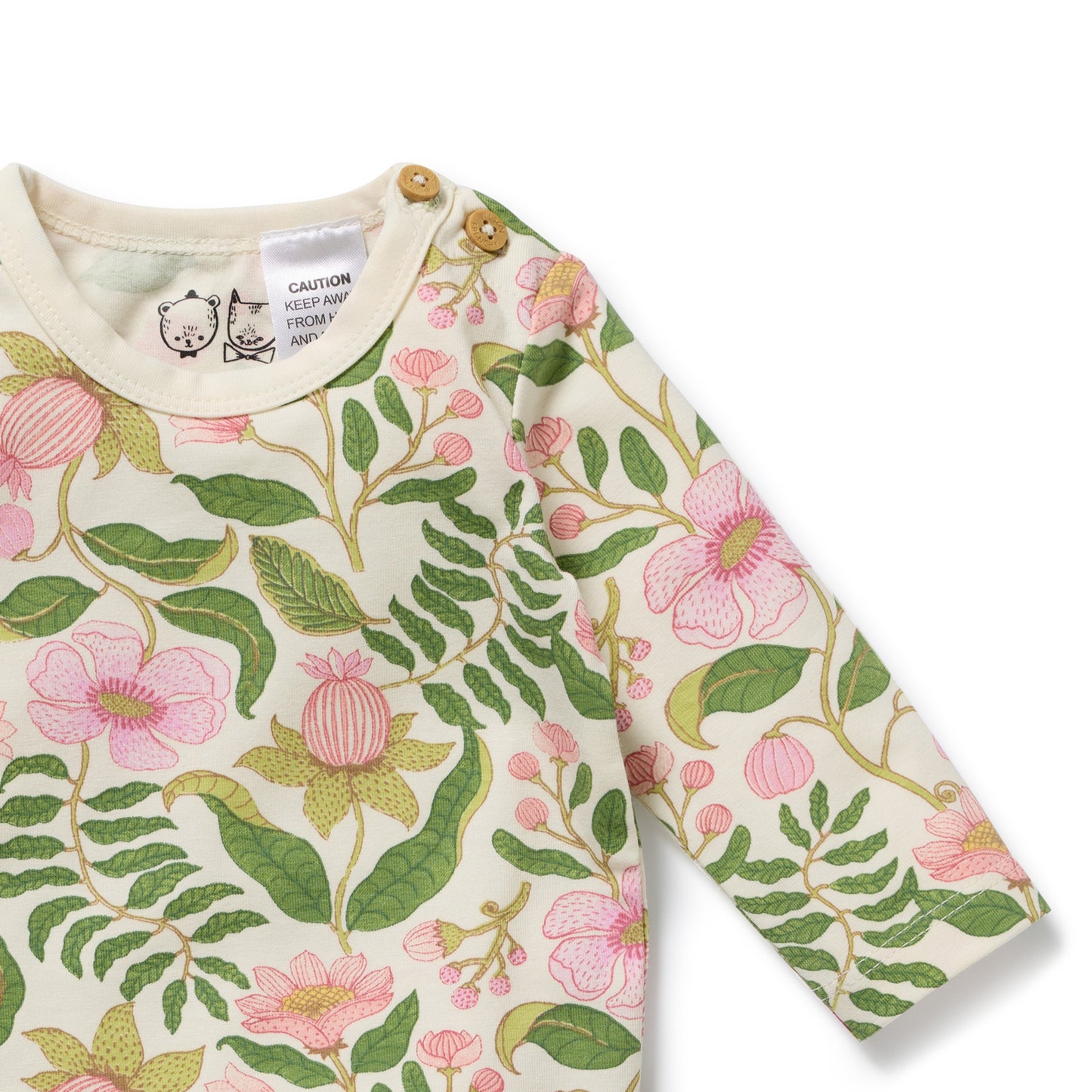 Wilson and Frenchy Girls Organic Long Sleeved Bodysuit - Ma Fleur | Rompers & Playsuits | Bon Bon Tresor
