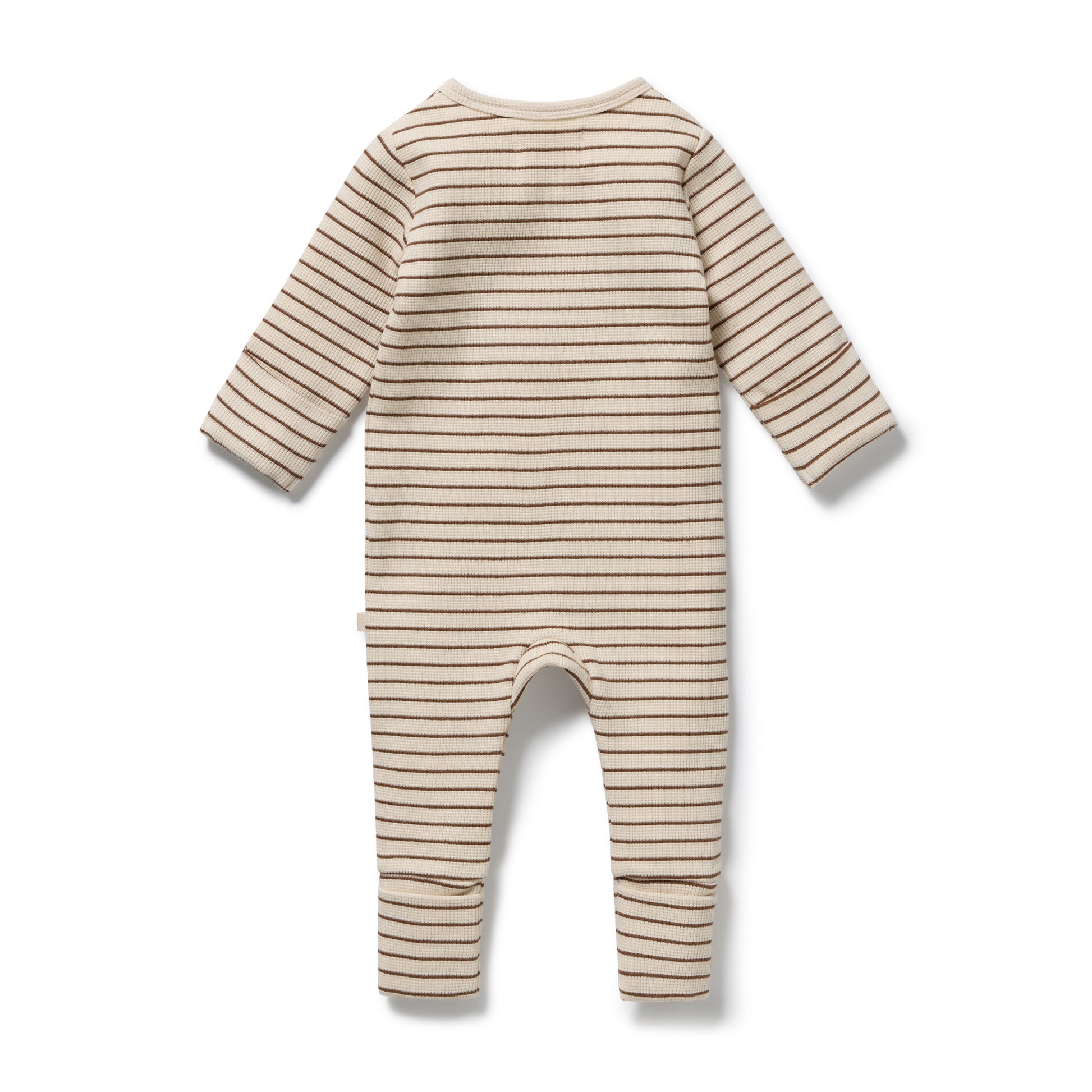Wilson and Frenchy Organic Waffle Zipsuit - Nutmeg Stripe | Rompers & Playsuits | Bon Bon Tresor