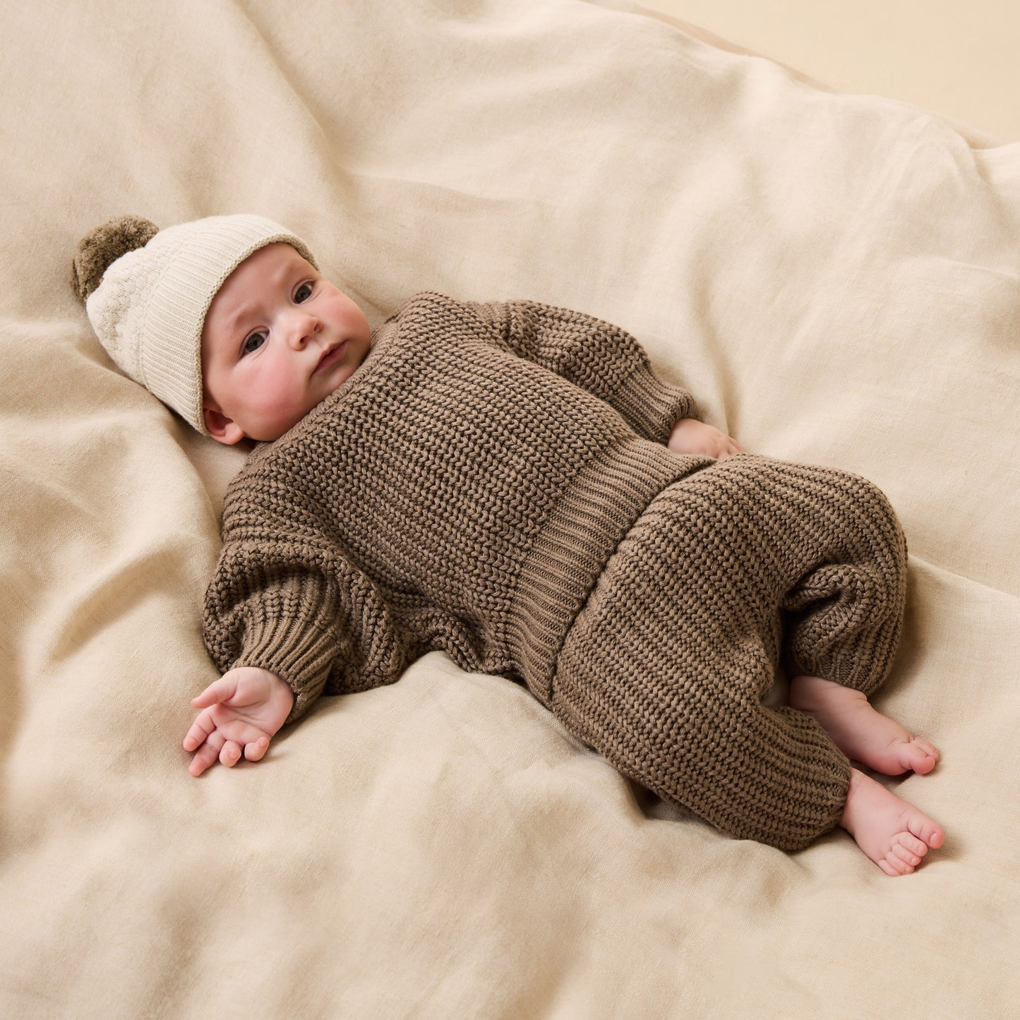 Wilson and Frenchy Organic Knitted Bubble Hat - Cream | Hats | Bon Bon Tresor