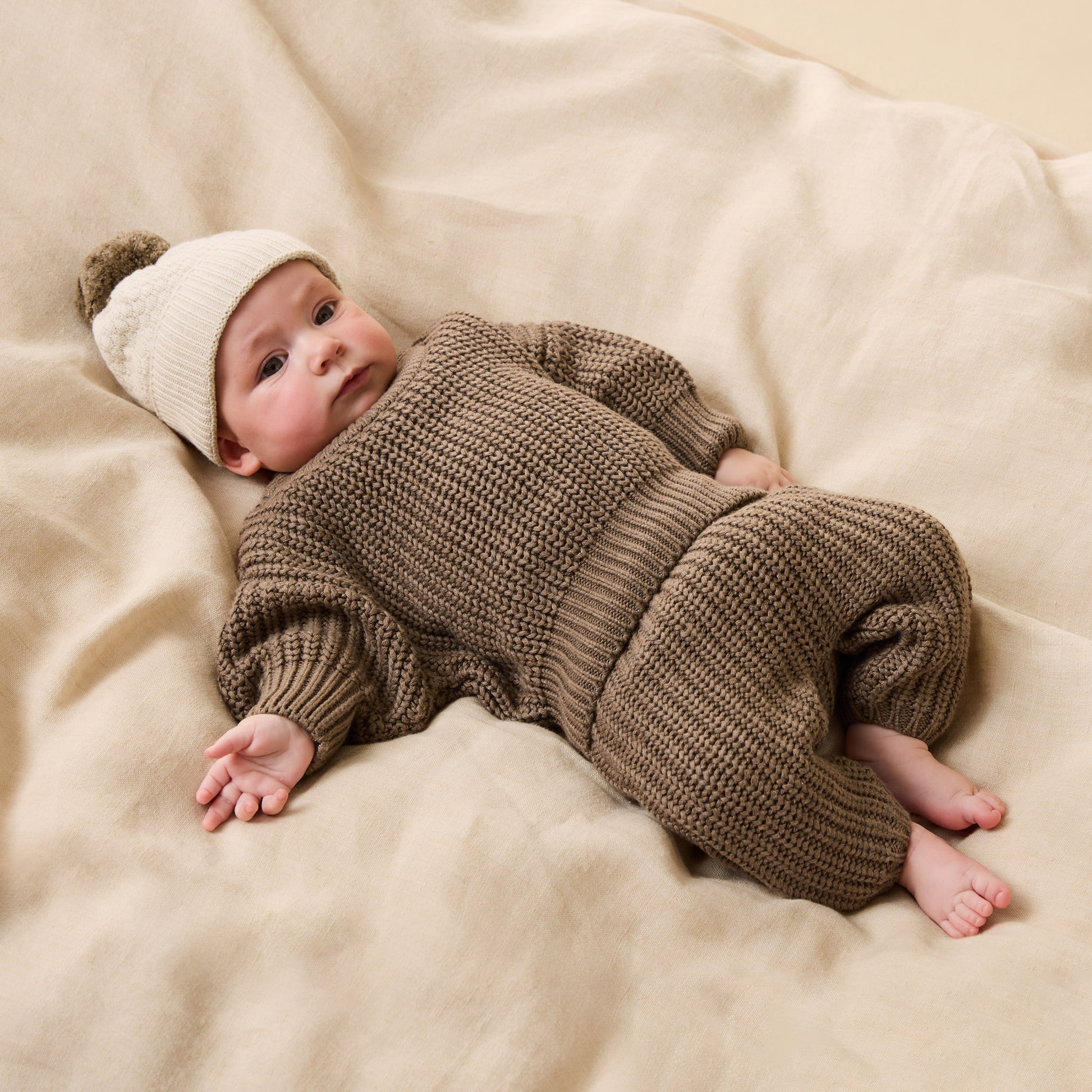 Wilson and Frenchy Organic Knitted Bubble Hat - Cream | Hats | Bon Bon Tresor
