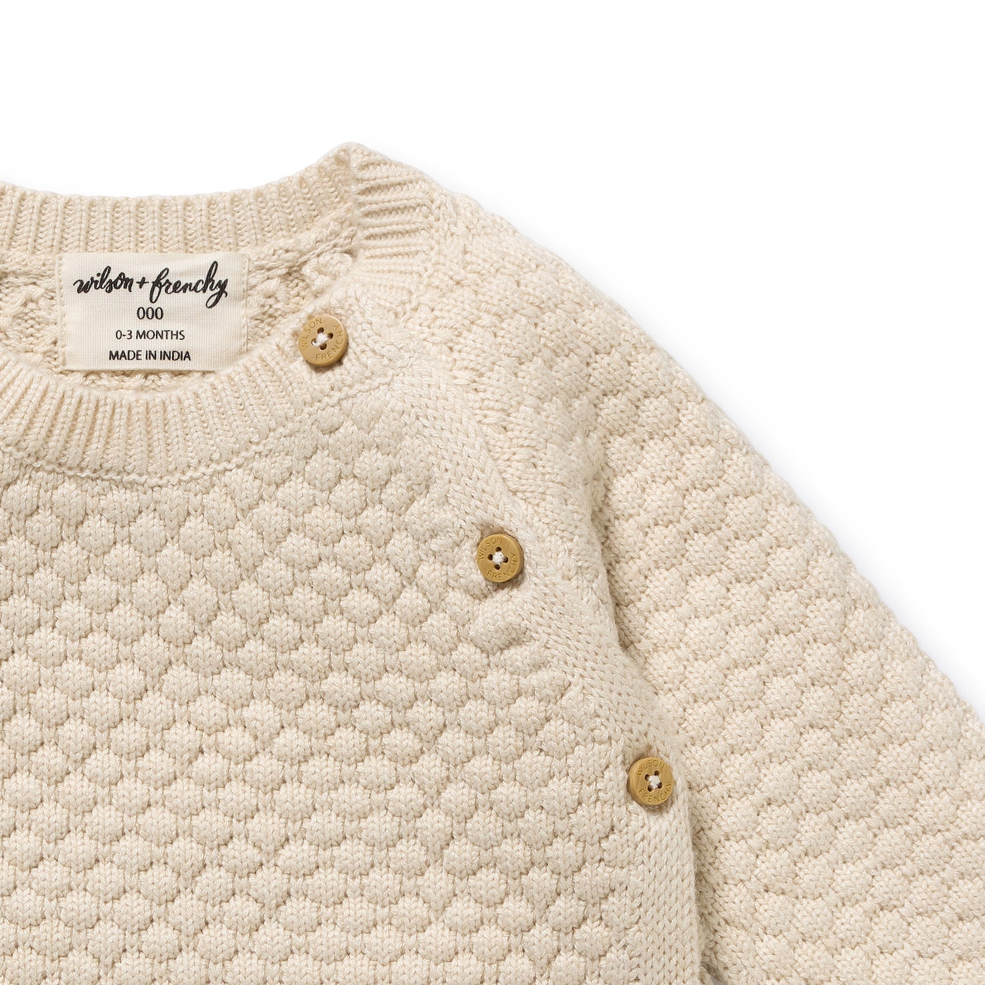 Wilson and Frenchy Organic Knitted Bubble Kimono Cardigan - Cream | Sweaters & Knitwear | Bon Bon Tresor