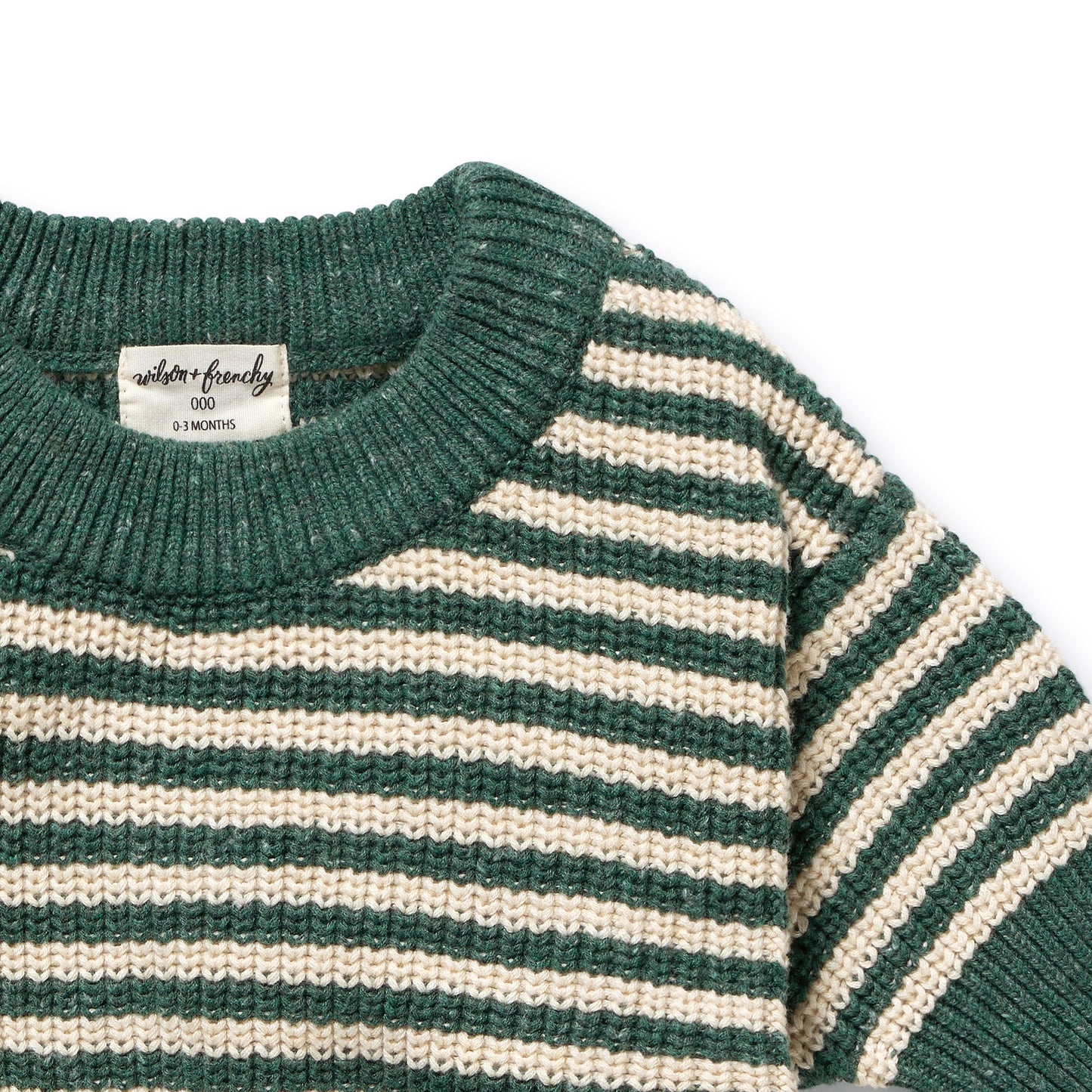 Wilson and Frenchy Organic Knitted Stripe Jumper - Clover | Sweaters & Knitwear | Bon Bon Tresor