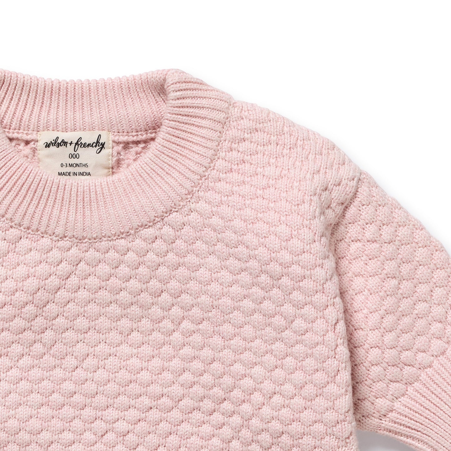 Wilson and Frenchy Girls Organic Knitted Bubble Jumper - Marshmellow | Sweaters & Knitwear | Bon Bon Tresor
