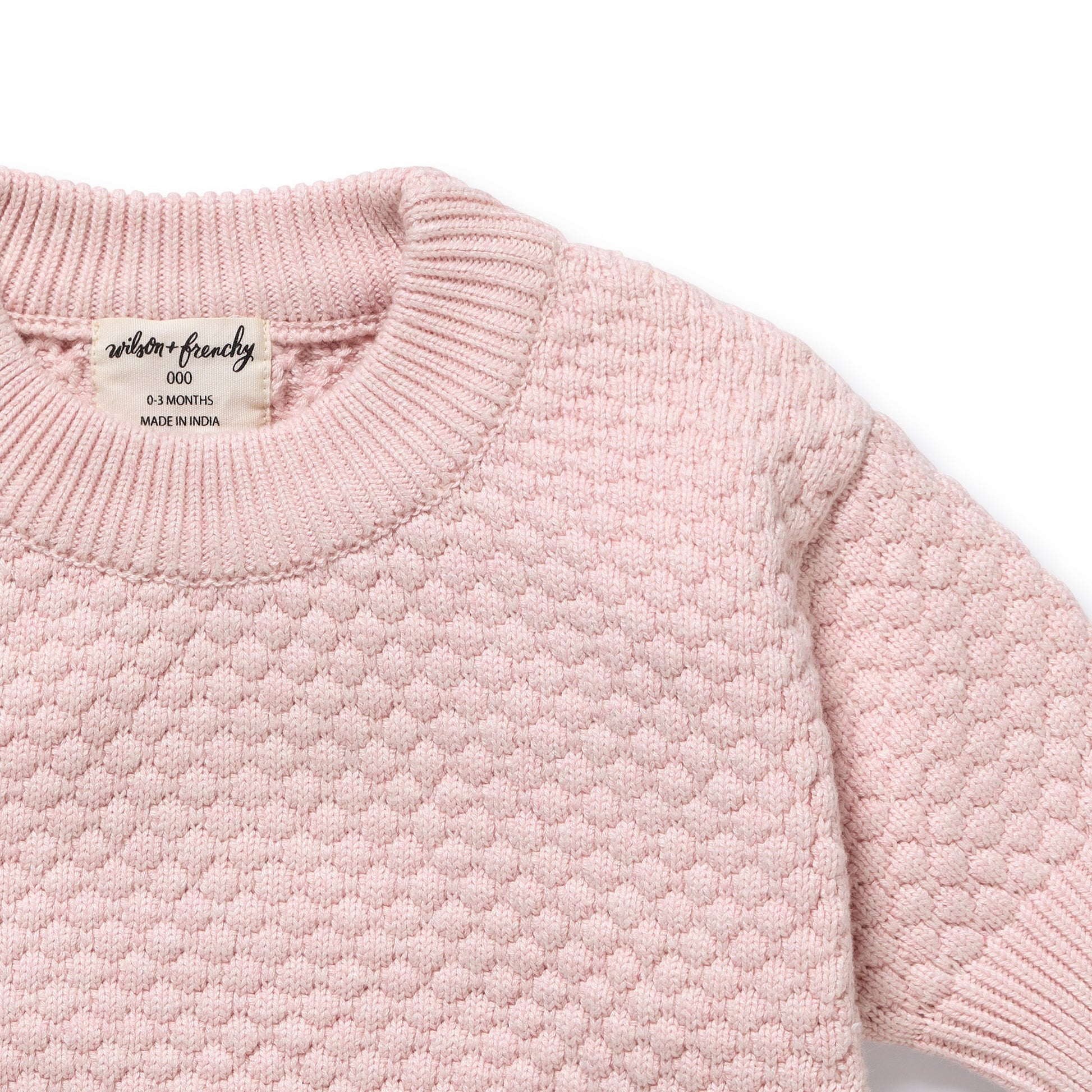 Wilson and Frenchy Girls Organic Knitted Bubble Jumper - Marshmellow | Sweaters & Knitwear | Bon Bon Tresor