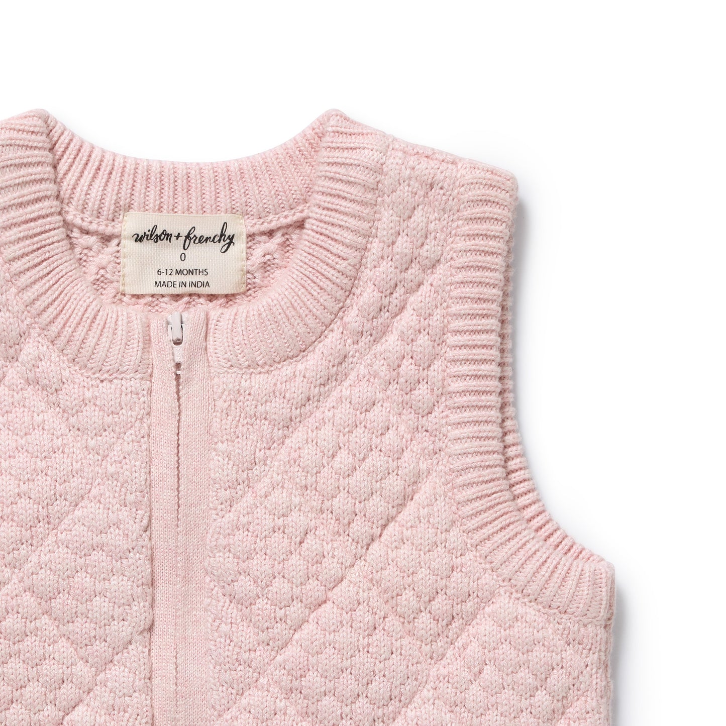 Wilson and Frenchy Baby Girl Organic Knitted Vest - Marshmellow | Sweaters & Knitwear | Bon Bon Tresor