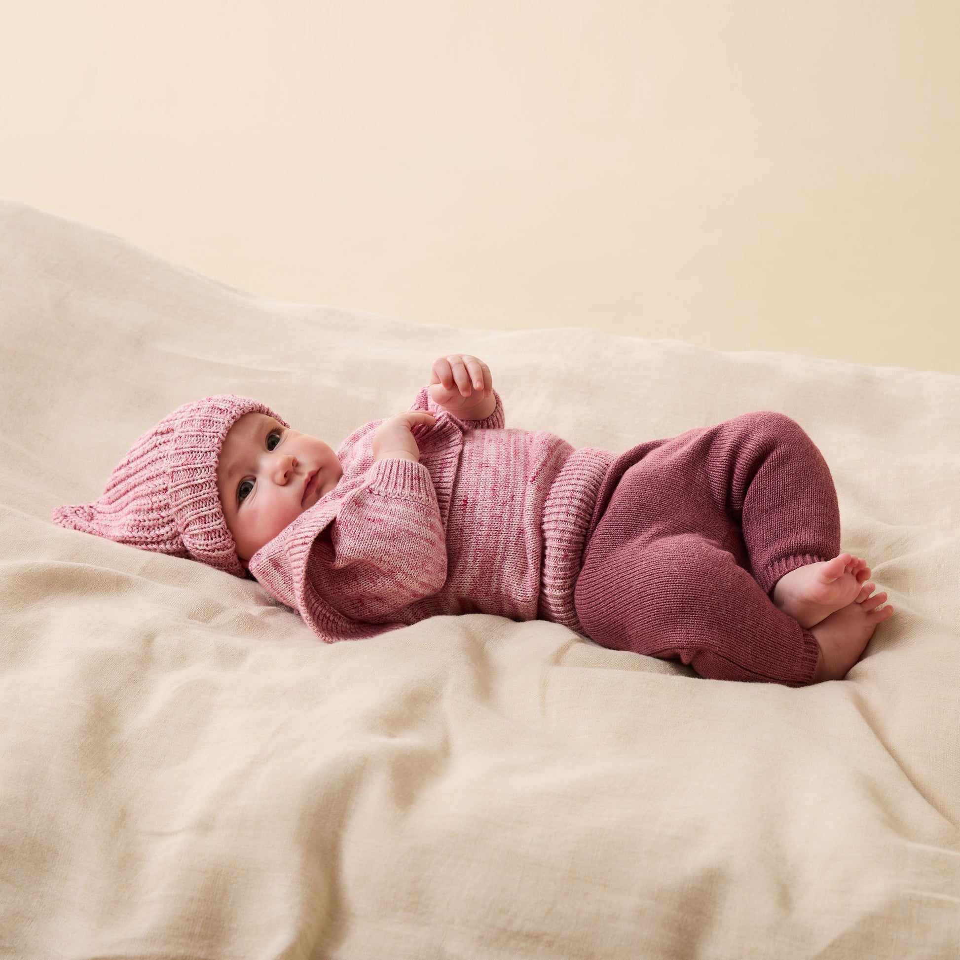 Wilson and Frenchy Baby Girl Organic Knitted Legging - Rhubarb | Leggings | Bon Bon Tresor