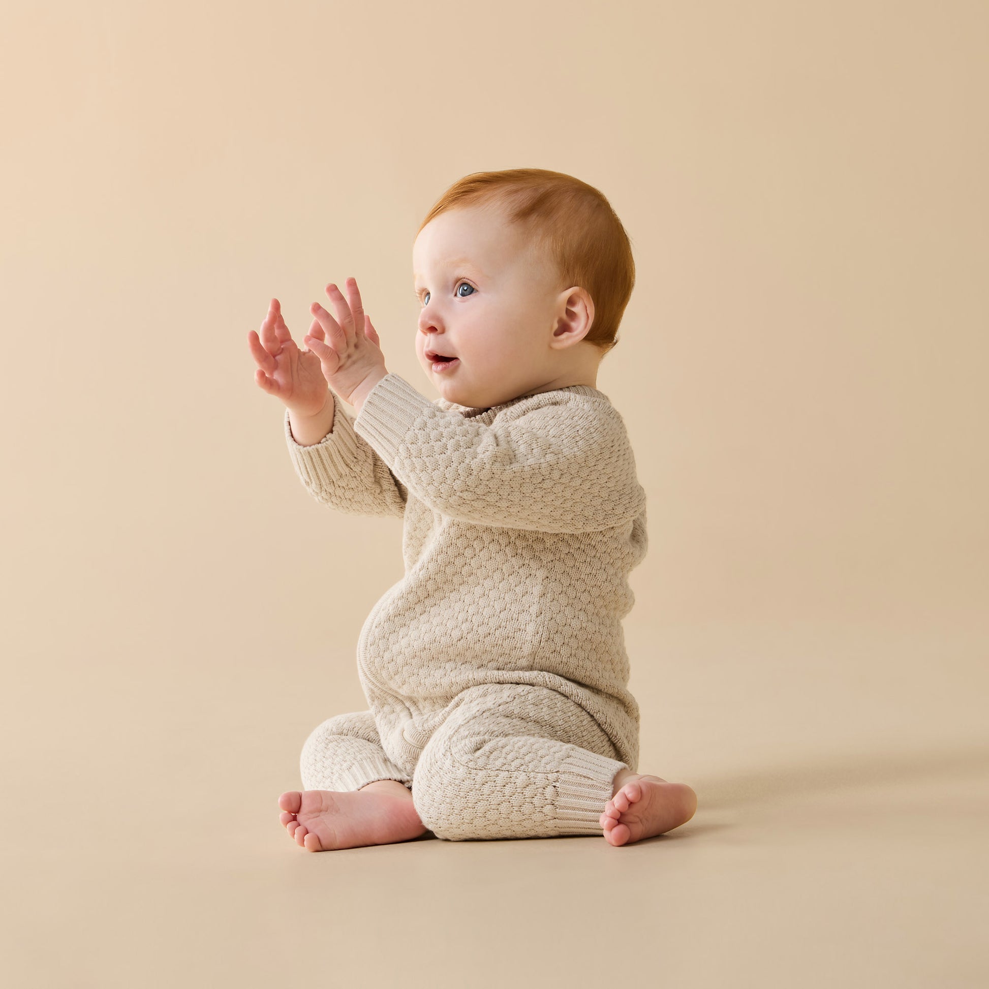 Wilson and Frenchy Organic Knitted Bubble Growsuit - Cream | Rompers & Playsuits | Bon Bon Tresor