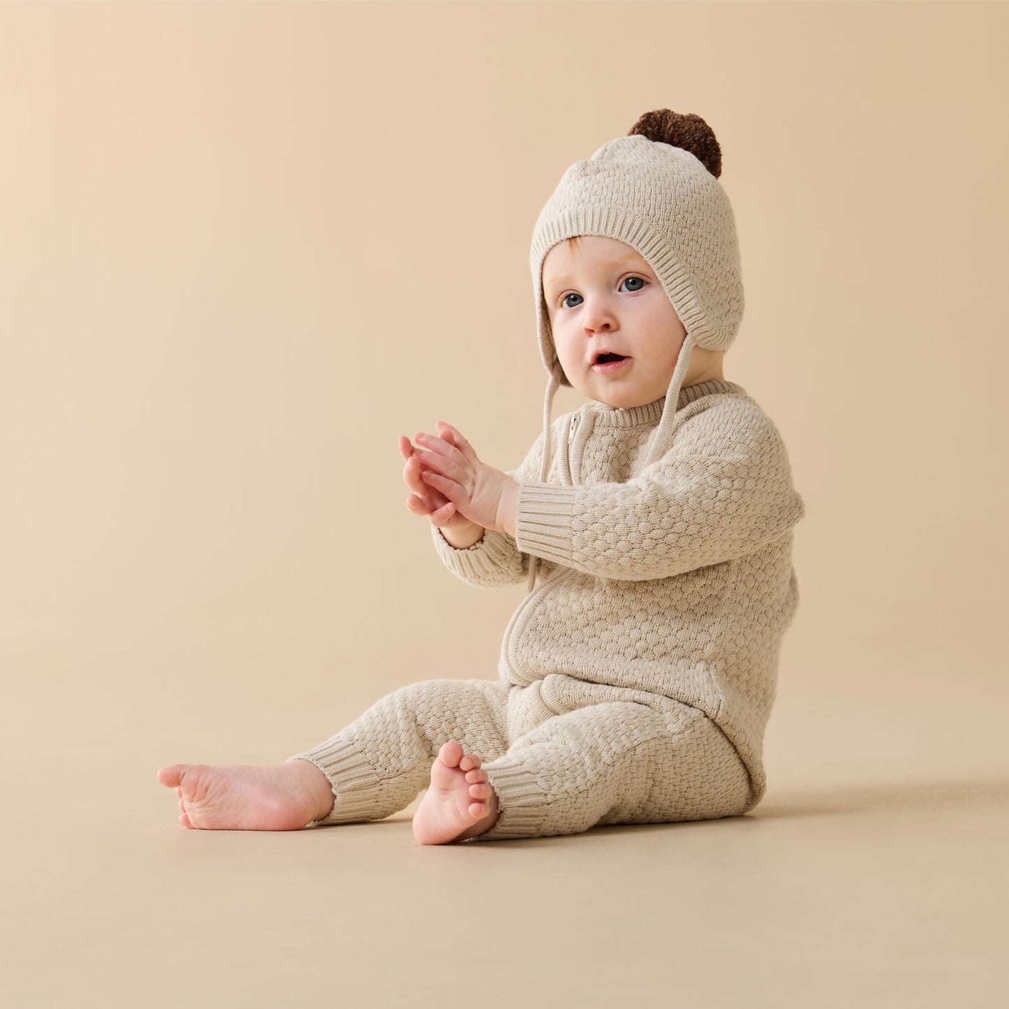 Wilson and Frenchy Organic Knitted Bubble Growsuit - Cream | Rompers & Playsuits | Bon Bon Tresor