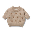 Wilson and Frenchy Baby Boy Organic Knitted Bauble Jumper - Sandstone | Sweaters & Knitwear | Bon Bon Tresor