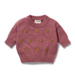 Wilson and Frenchy Baby Girl Organic Knitted Bauble Jumper - Rhubarb | Sweaters & Knitwear | Bon Bon Tresor