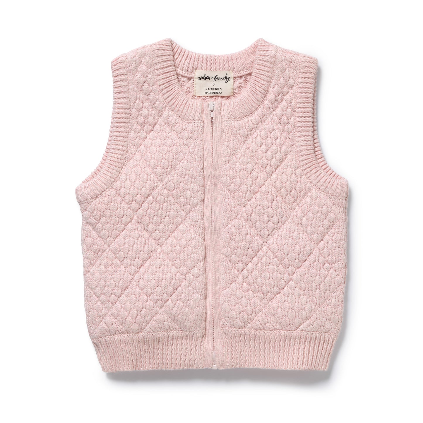 Wilson and Frenchy Baby Girl Organic Knitted Vest - Marshmellow | Sweaters & Knitwear | Bon Bon Tresor