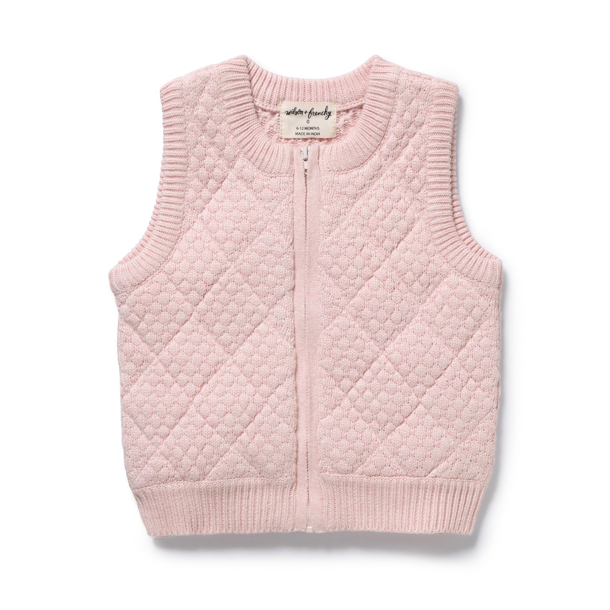 Wilson and Frenchy Baby Girl Organic Knitted Vest - Marshmellow | Sweaters & Knitwear | Bon Bon Tresor