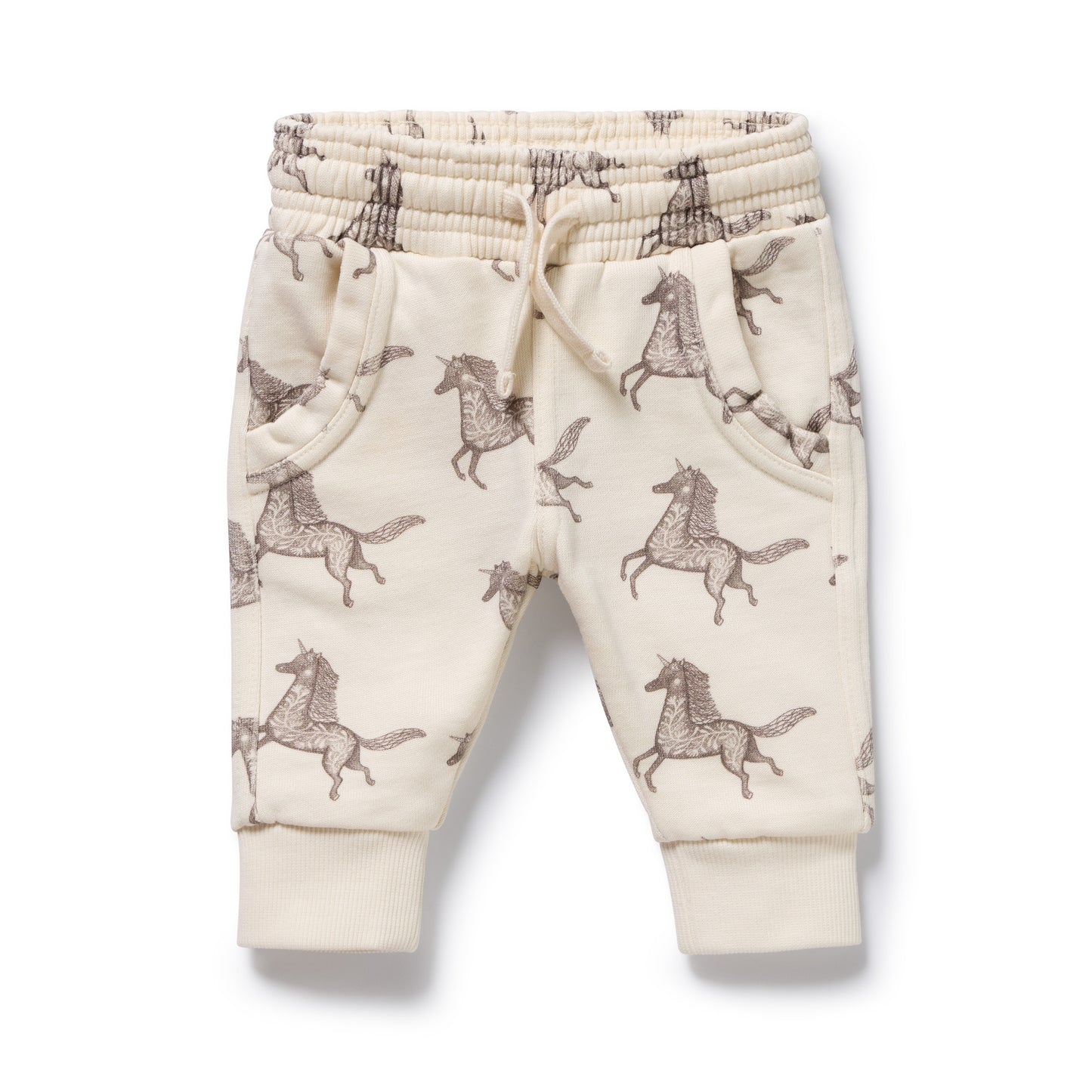 Wilson and Frenchy Baby Girls Organic Terry Sweat Pant - Little Unicorn | Trousers | Bon Bon Tresor