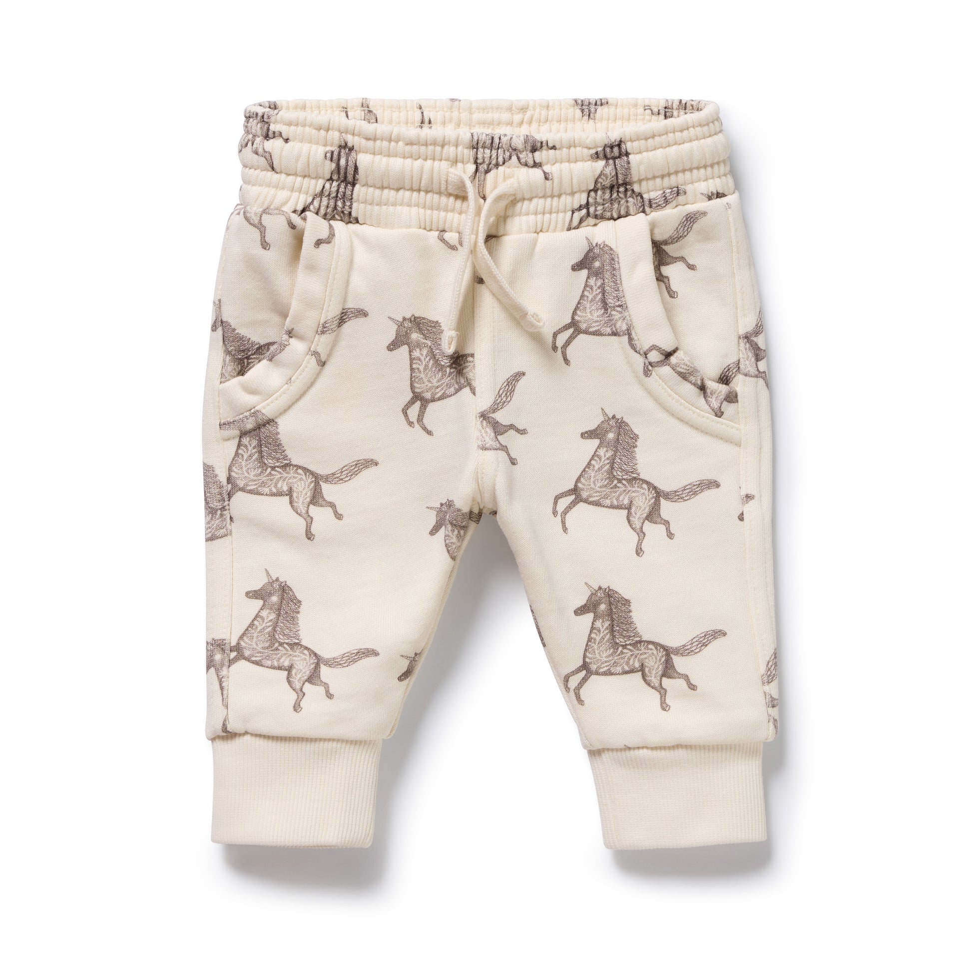 Wilson and Frenchy Baby Girls Organic Terry Sweat Pant - Little Unicorn | Trousers | Bon Bon Tresor