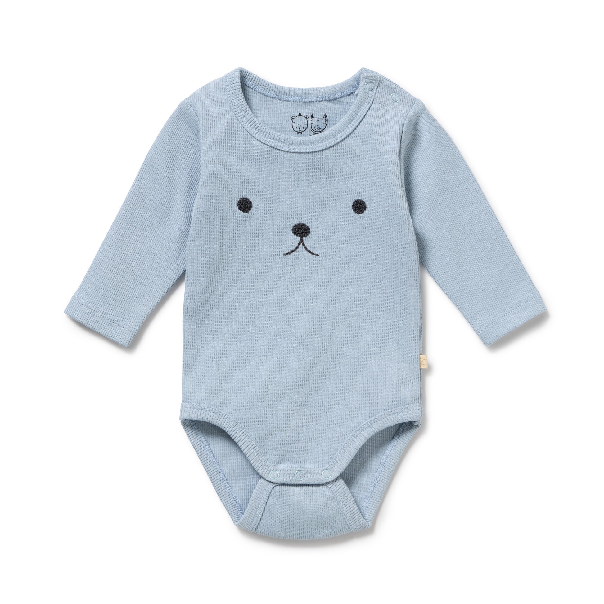 Wilson and Frenchy Boys Organic Rib Long Sleeved Bodysuit - Storm Blue | Rompers & Playsuits | Bon Bon Tresor