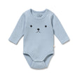 Wilson and Frenchy Boys Organic Rib Long Sleeved Bodysuit - Storm Blue | Rompers & Playsuits | Bon Bon Tresor