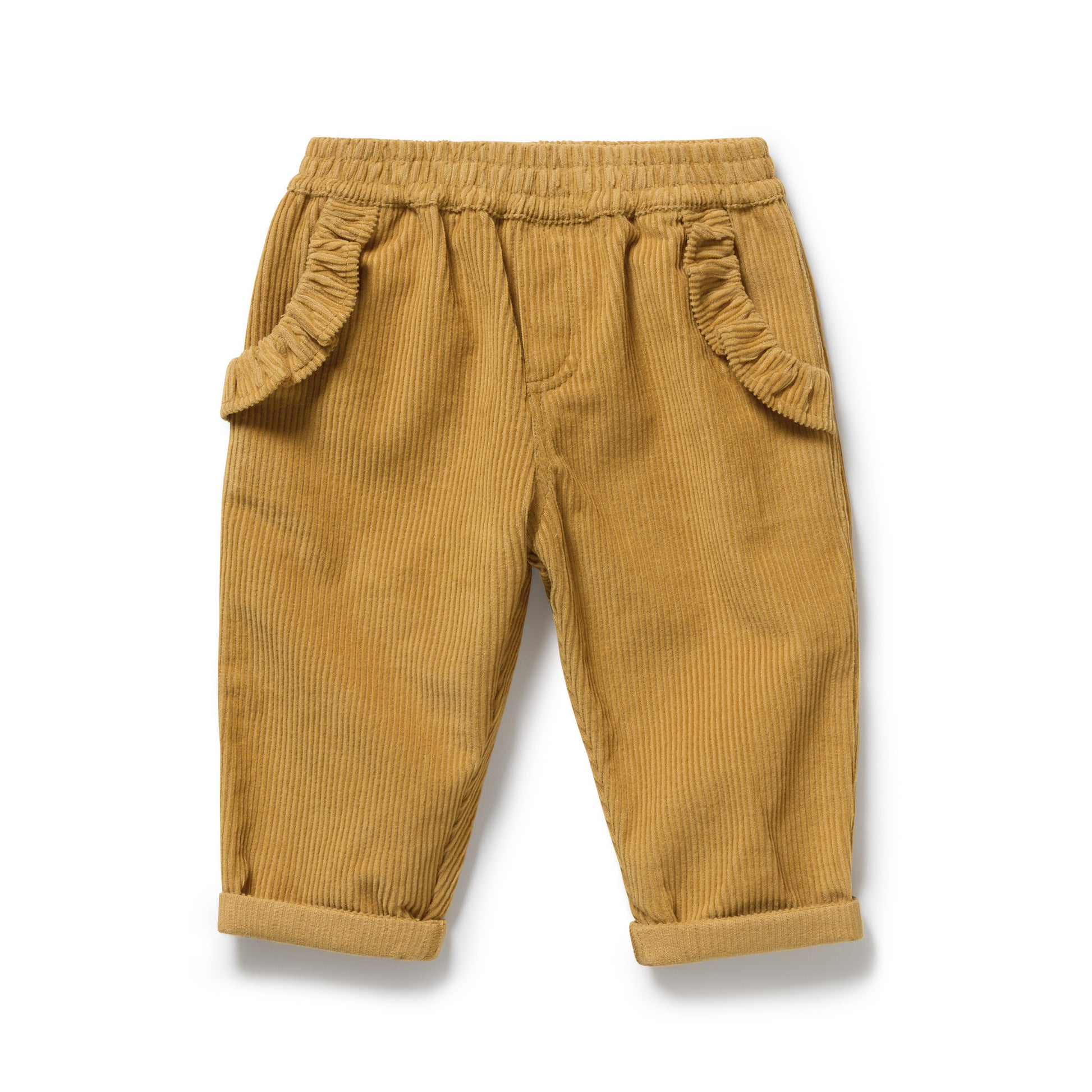 Wilson and Frenchy Girls Organic Corduroy Ruffle Pant - Amber Glow | Trousers | Bon Bon Tresor