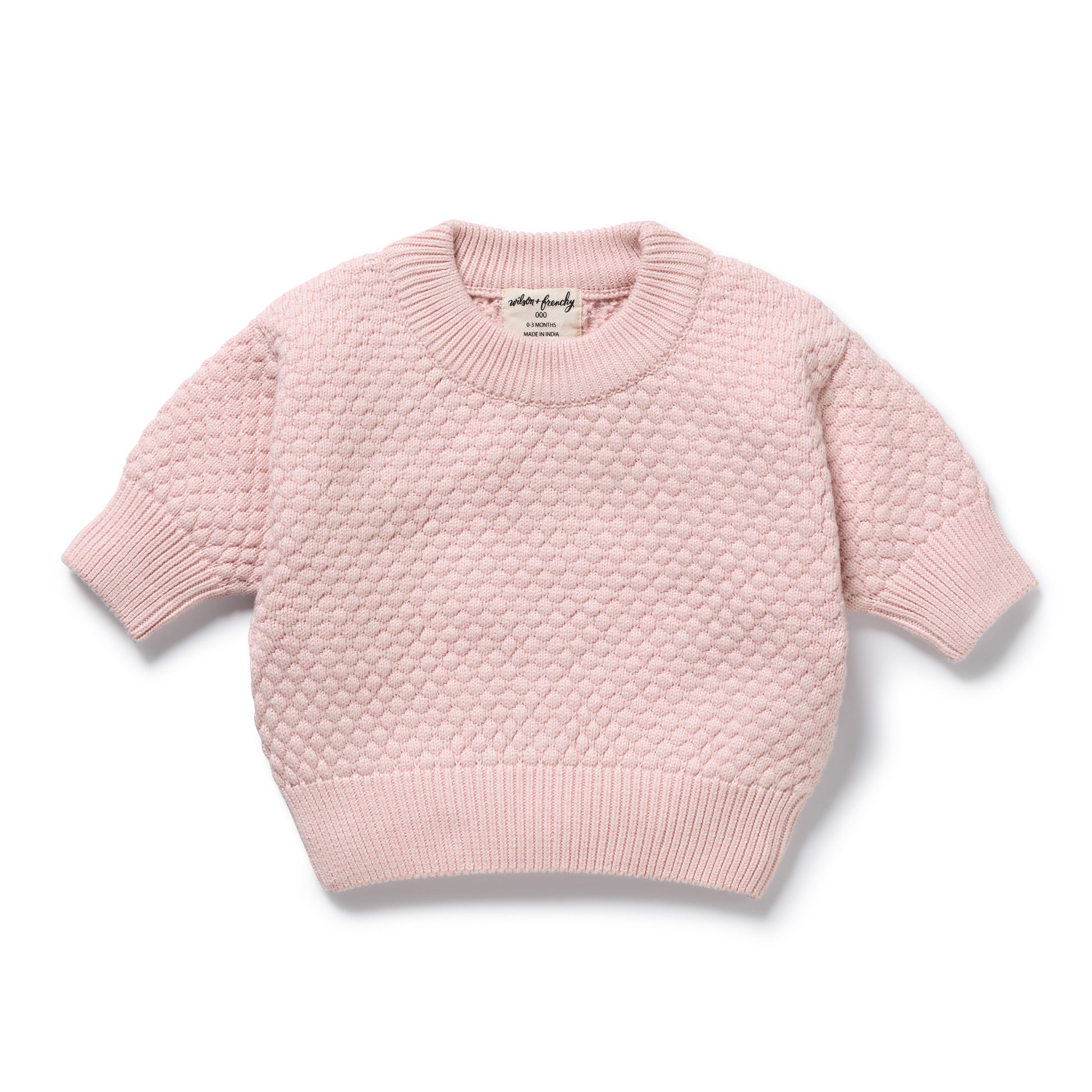 Wilson and Frenchy Girls Organic Knitted Bubble Jumper - Marshmellow | Sweaters & Knitwear | Bon Bon Tresor