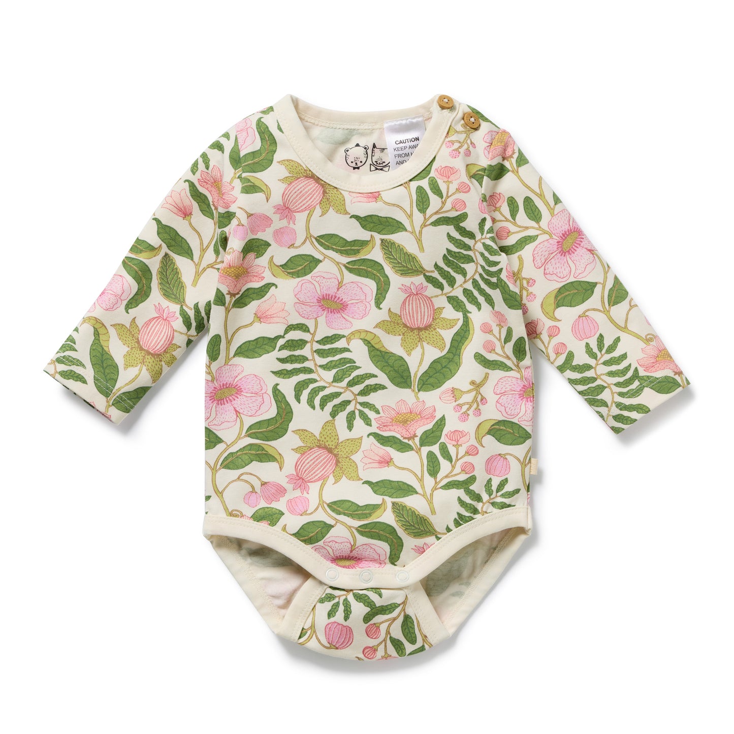 Wilson and Frenchy Girls Organic Long Sleeved Bodysuit - Ma Fleur | Rompers & Playsuits | Bon Bon Tresor
