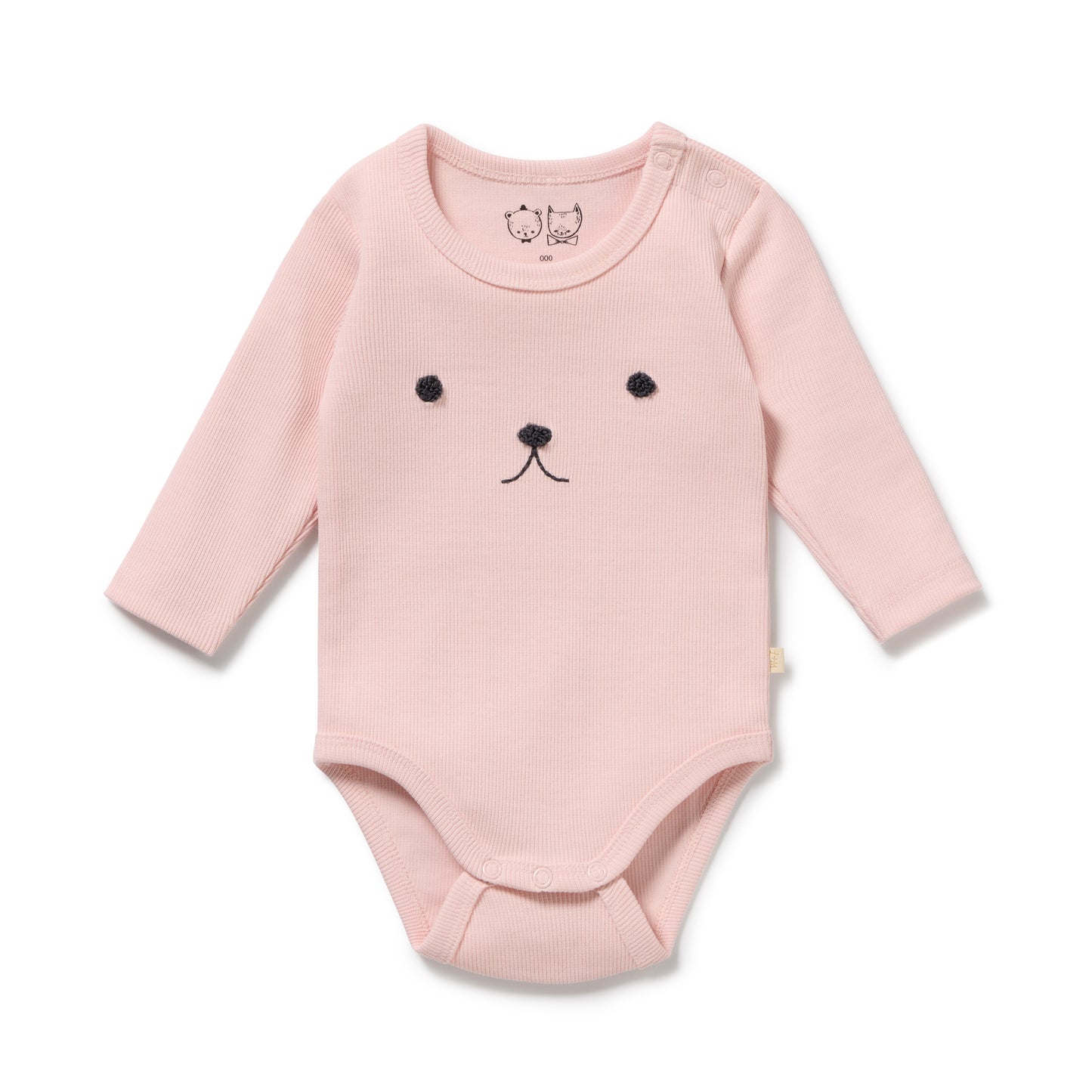 Wilson and Frenchy Girls Organic Rib Long Sleeved Bodysuit - Strawberry Cream | Rompers & Playsuits | Bon Bon Tresor