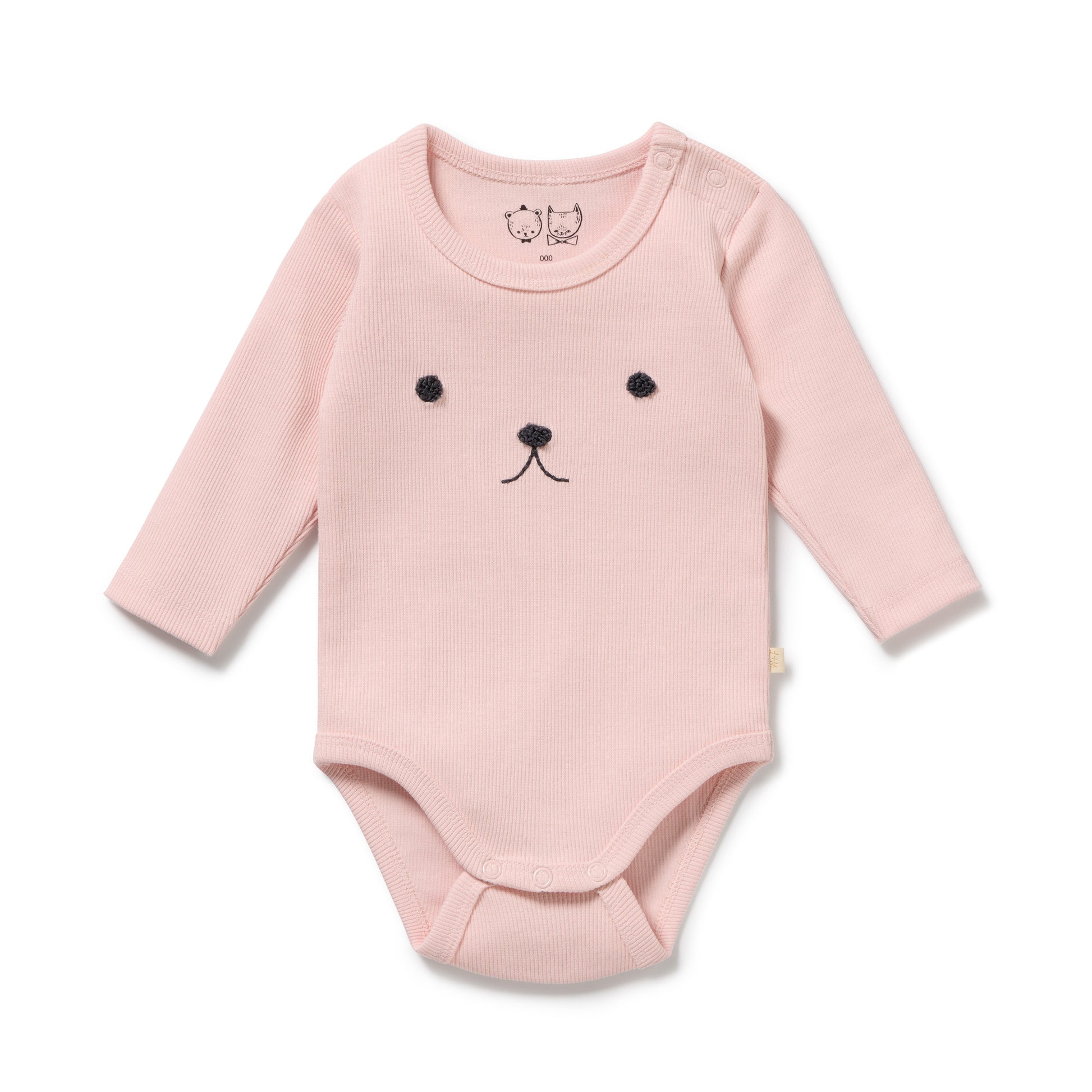 Wilson and Frenchy Girls Organic Rib Long Sleeved Bodysuit - Strawberry Cream | Rompers & Playsuits | Bon Bon Tresor