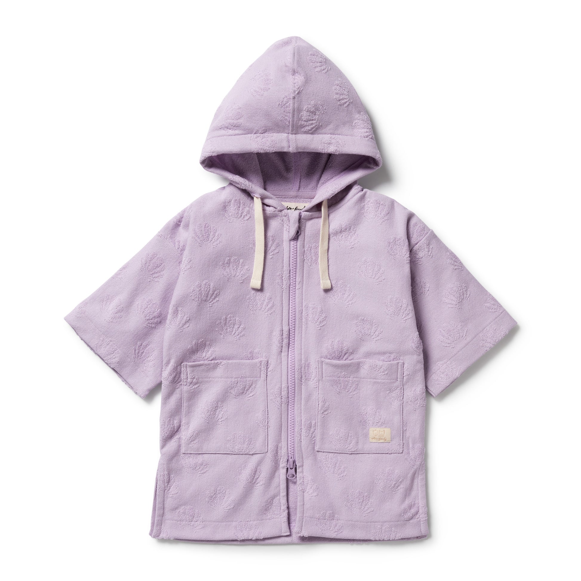 Wilson and Frenchy Girls Lavender Shells Organic Terry Hooded Towel | Swimwear | Bon Bon Tresor