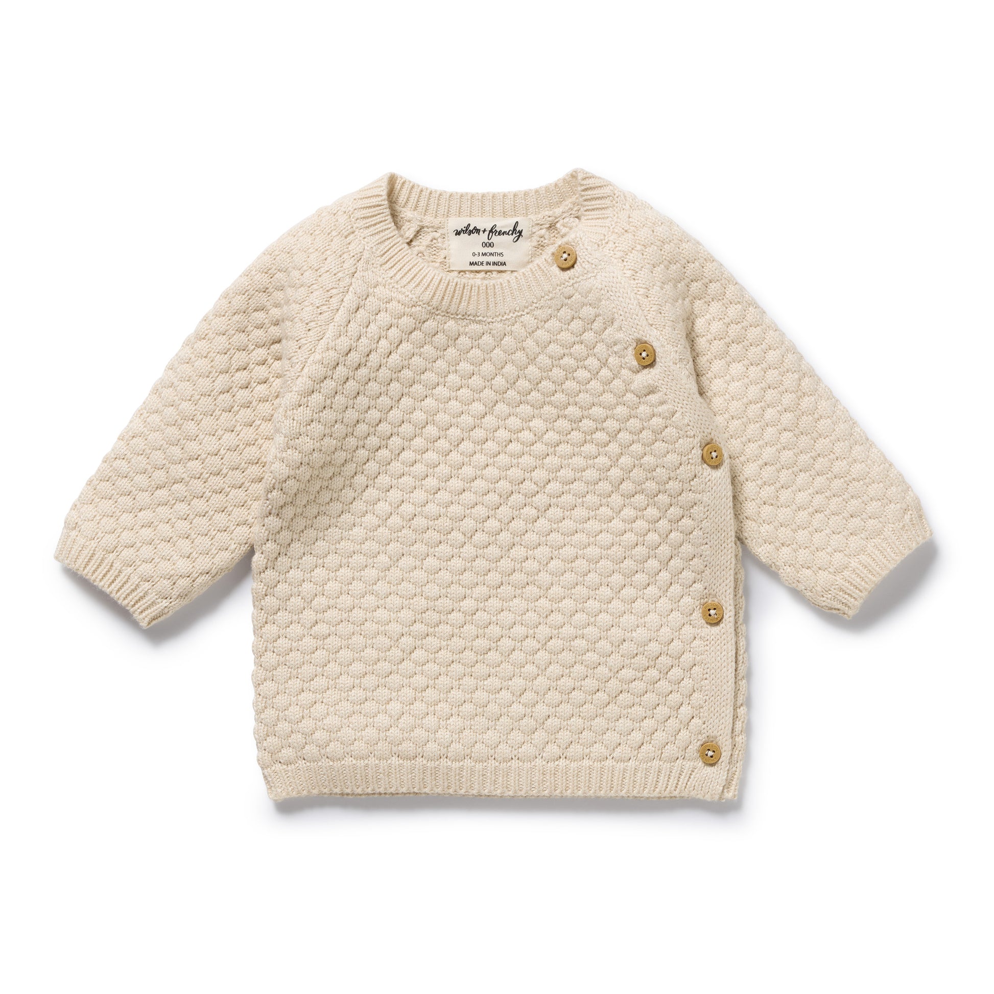 Wilson and Frenchy Organic Knitted Bubble Kimono Cardigan - Cream | Sweaters & Knitwear | Bon Bon Tresor