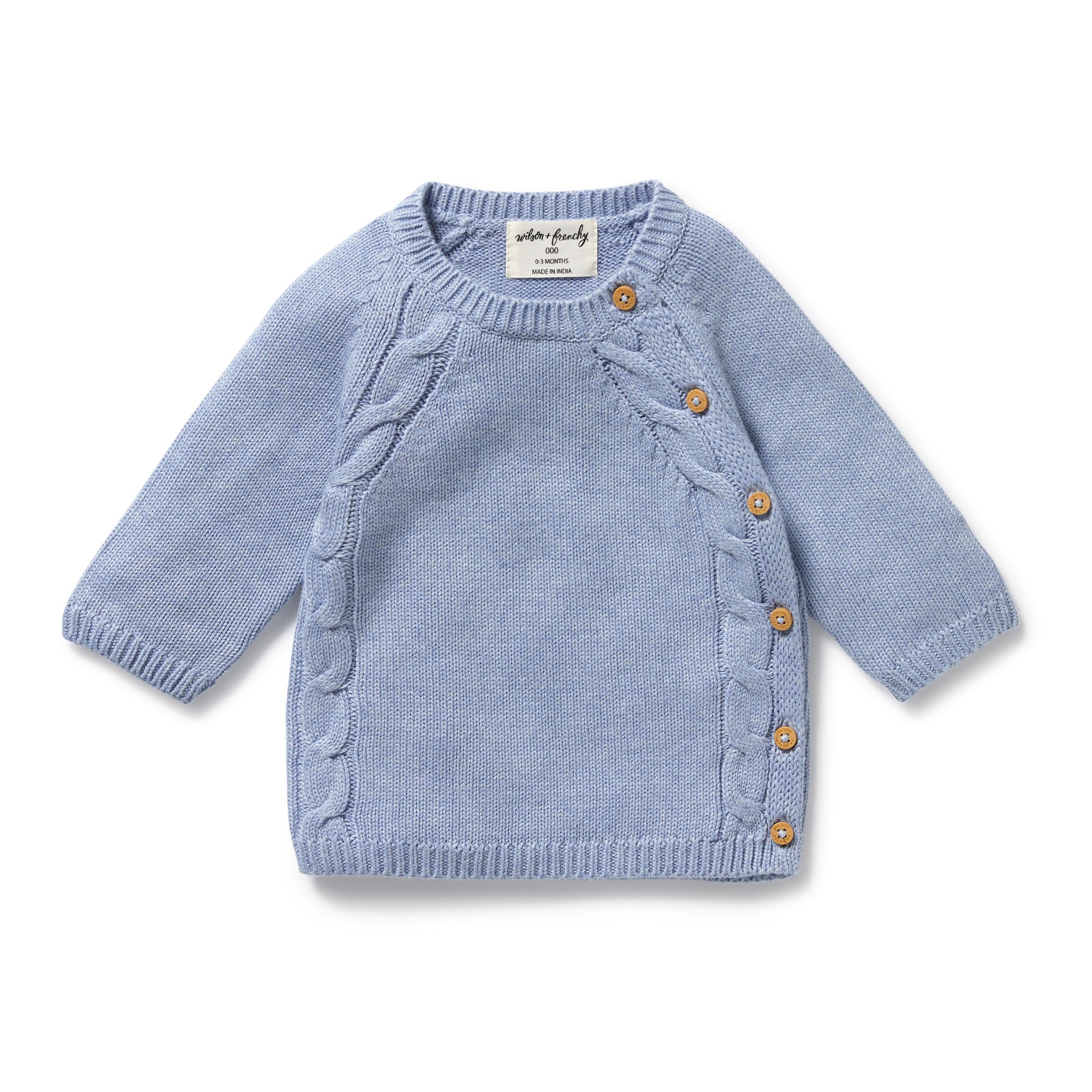 Wilson and Frenchy Organic Knitted Kimono Cardigan - Blue Speckle | Sweaters & Knitwear | Bon Bon Tresor