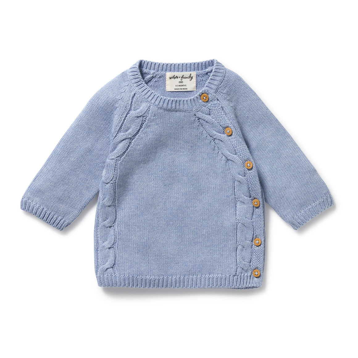 Wilson and Frenchy Organic Knitted Kimono Cardigan - Blue Speckle | Sweaters & Knitwear | Bon Bon Tresor