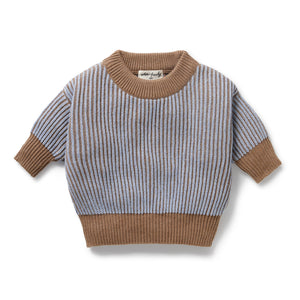 Wilson and Frenchy Organic Knitted Ribbed Jumper - Coco Blue Speckle | Sweaters & Knitwear | Bon Bon Tresor