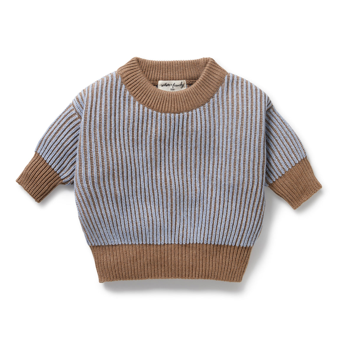 Wilson and Frenchy Organic Knitted Ribbed Jumper - Coco Blue Speckle | Sweaters & Knitwear | Bon Bon Tresor
