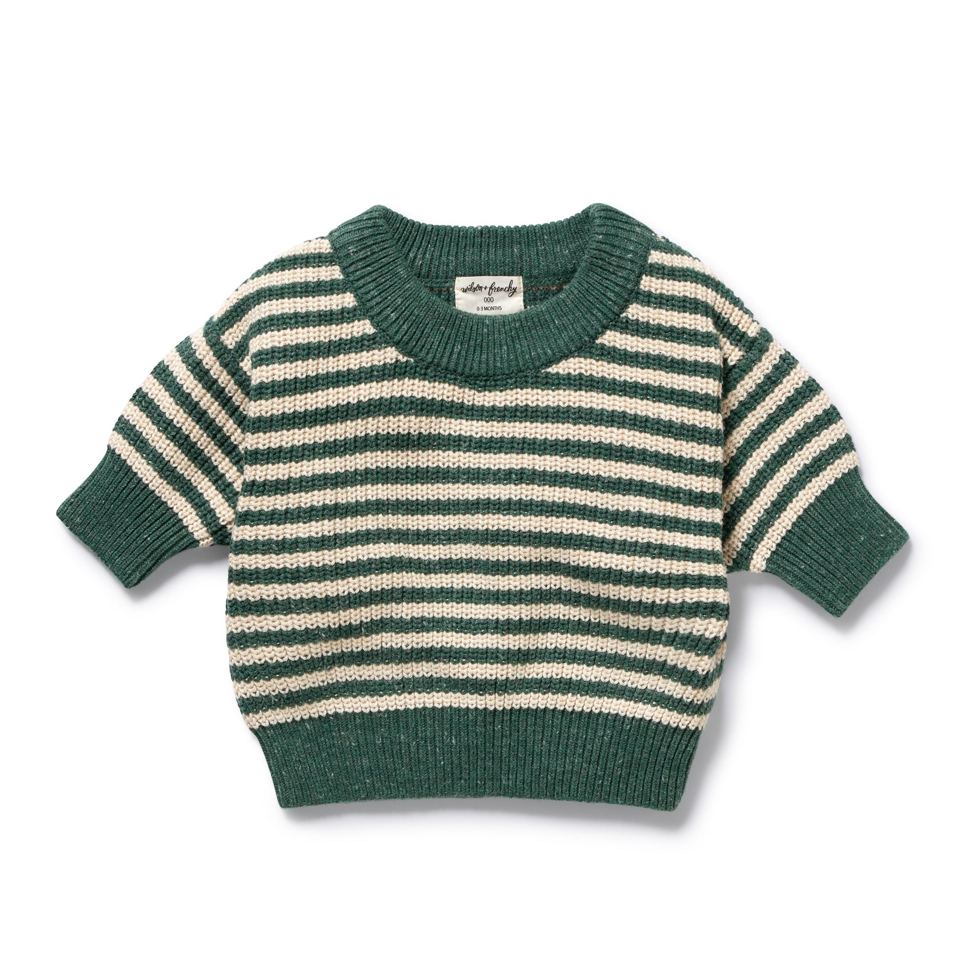 Wilson and Frenchy Organic Knitted Stripe Jumper - Clover | Sweaters & Knitwear | Bon Bon Tresor
