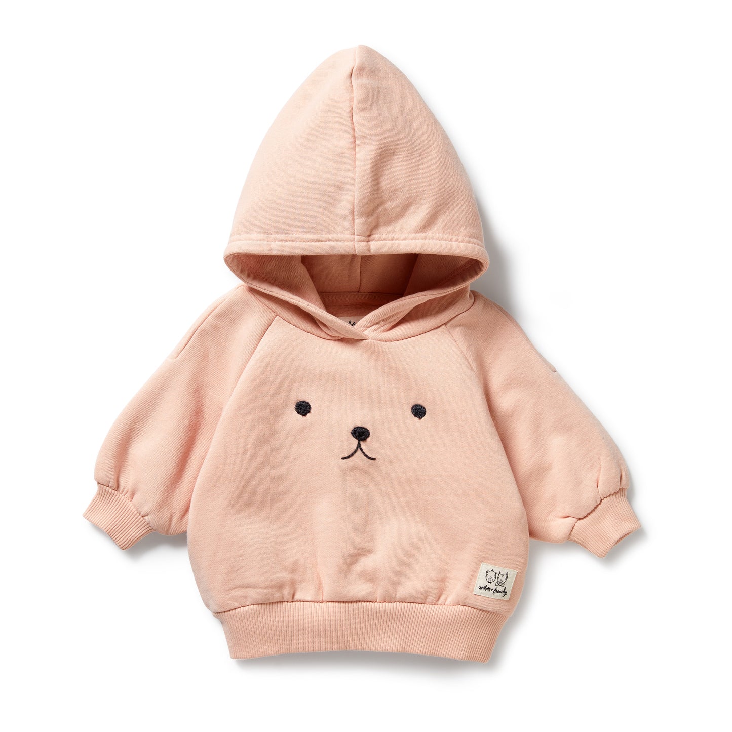 Wilson and Frenchy Baby Girls Organic Terry Hooded Sweat - Blush Pink | Sweaters & Knitwear | Bon Bon Tresor