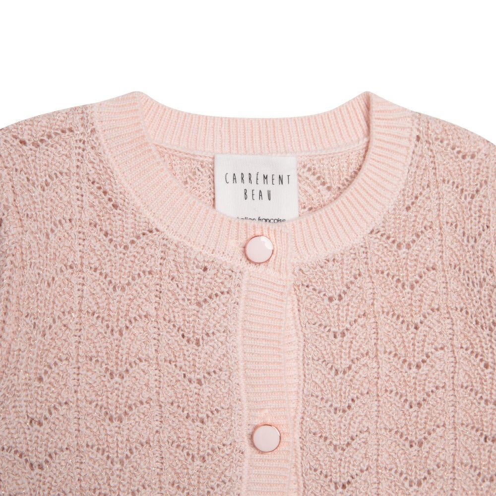 Carrement Beau Pink Metallic Yarn Knitted Cardigan | Sweaters & Knitwear | Bon Bon Tresor