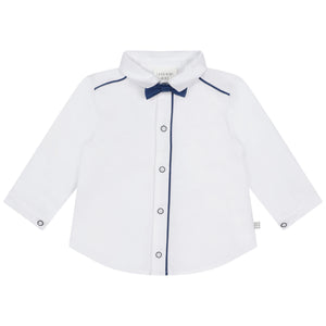 Carrement Beau Blue Bow Tie and White Shirt | Tops & T-Shirts | Bon Bon Tresor