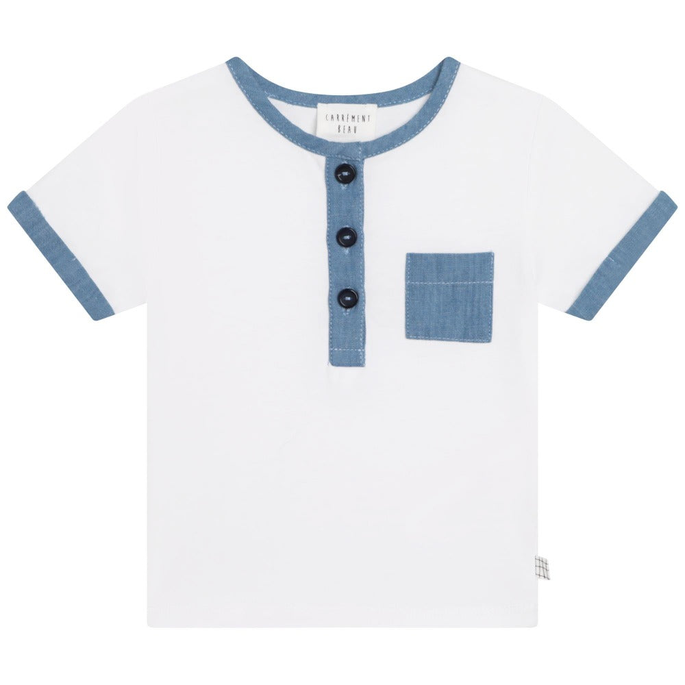 Carrement Beau Blanc Bleu Jersey T-Shirt | Tops & T-Shirts | Bon Bon Tresor