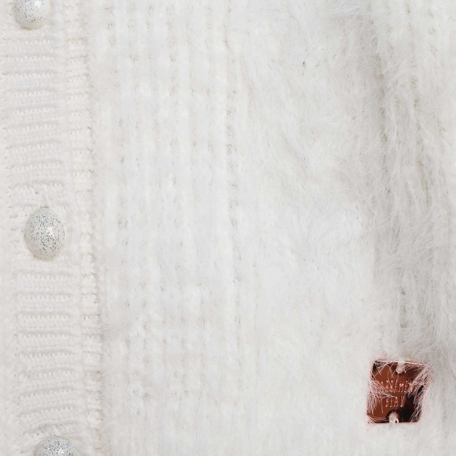 Carrement Beau White Knitted Cardigan | Sweaters & Knitwear | Bon Bon Tresor