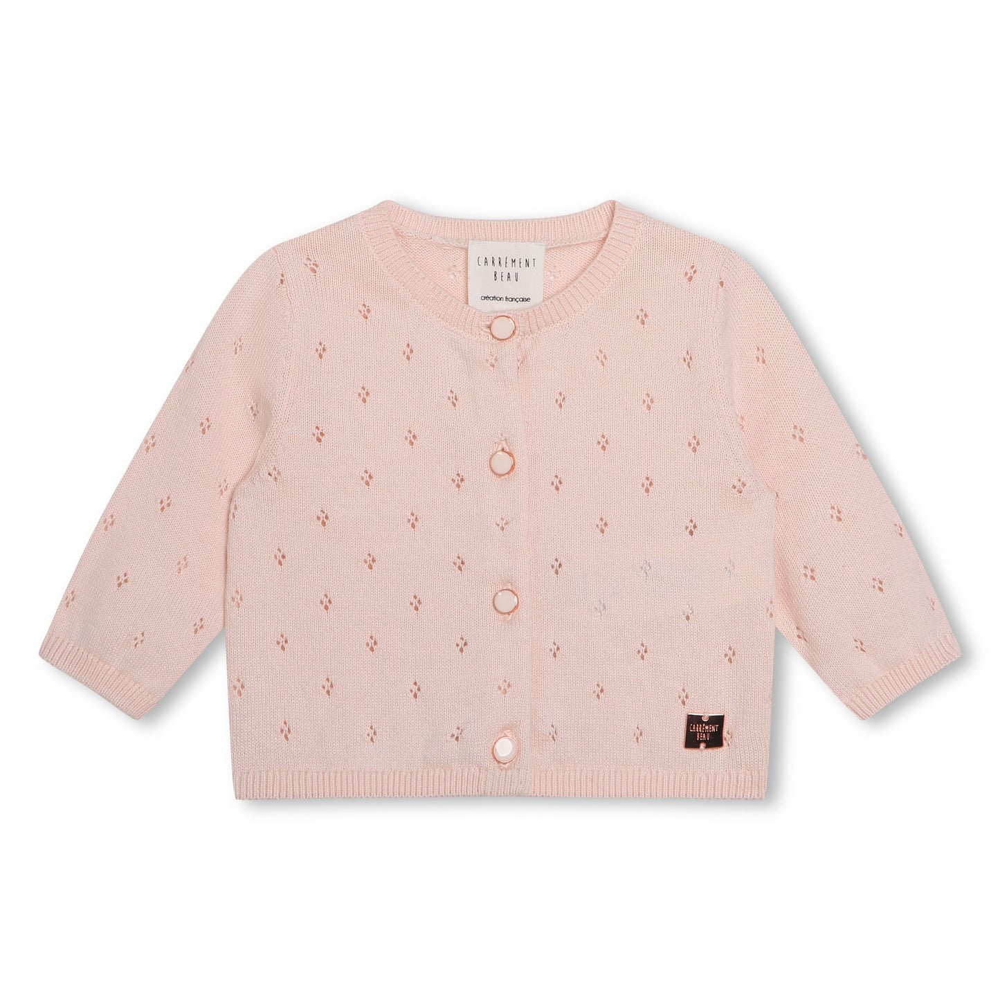 Carrement Beau Pink Moss Stitch Knitted Cardigan | Sweaters & Knitwear | Bon Bon Tresor