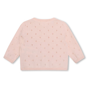 Carrement Beau Pink Moss Stitch Knitted Cardigan | Sweaters & Knitwear | Bon Bon Tresor