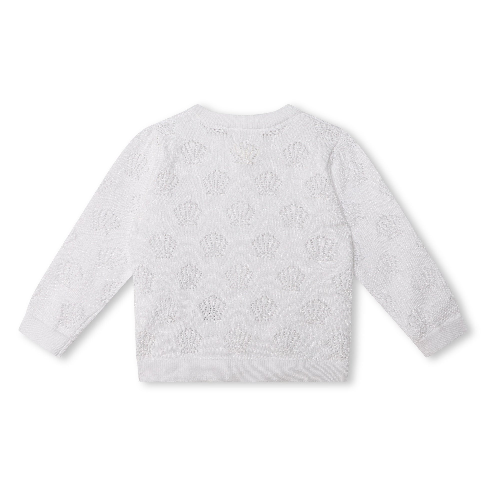Carrement Beau White Shiny Thread Knitted Cardigan | Sweaters & Knitwear | Bon Bon Tresor