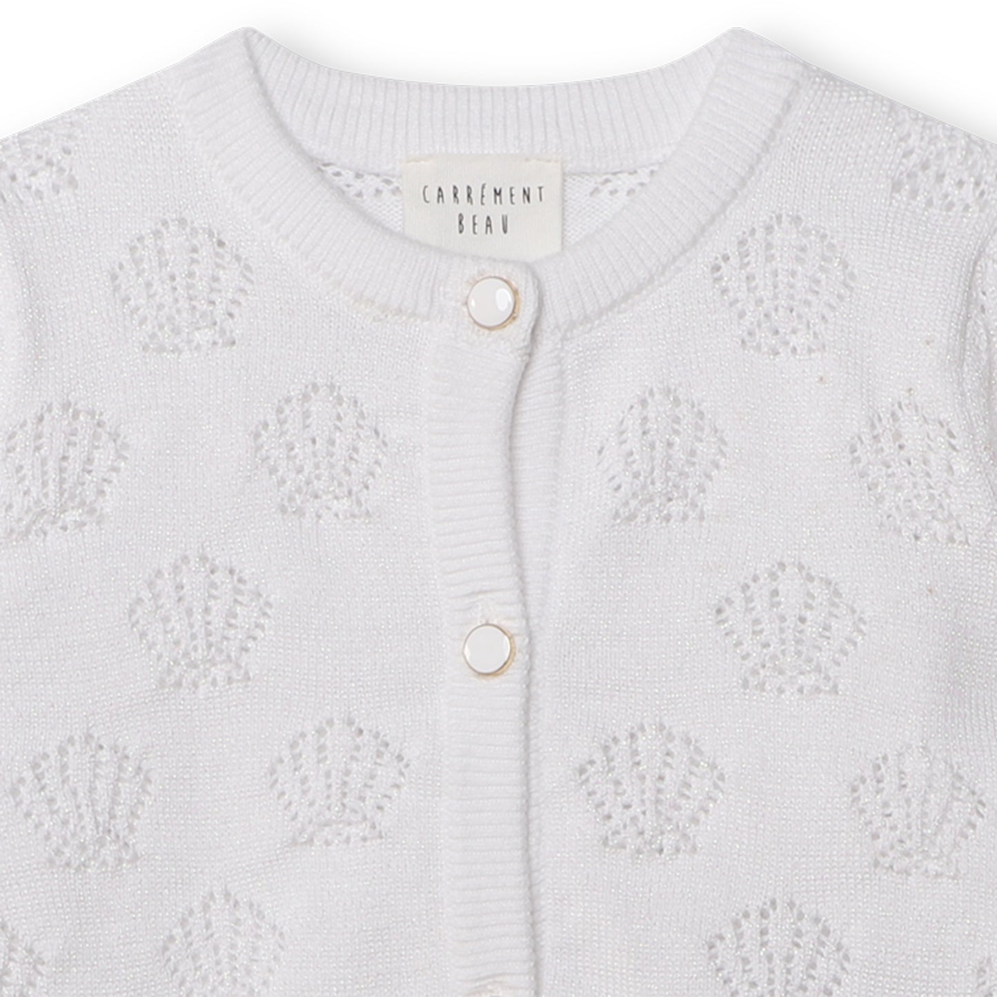 Carrement Beau White Shiny Thread Knitted Cardigan | Sweaters & Knitwear | Bon Bon Tresor