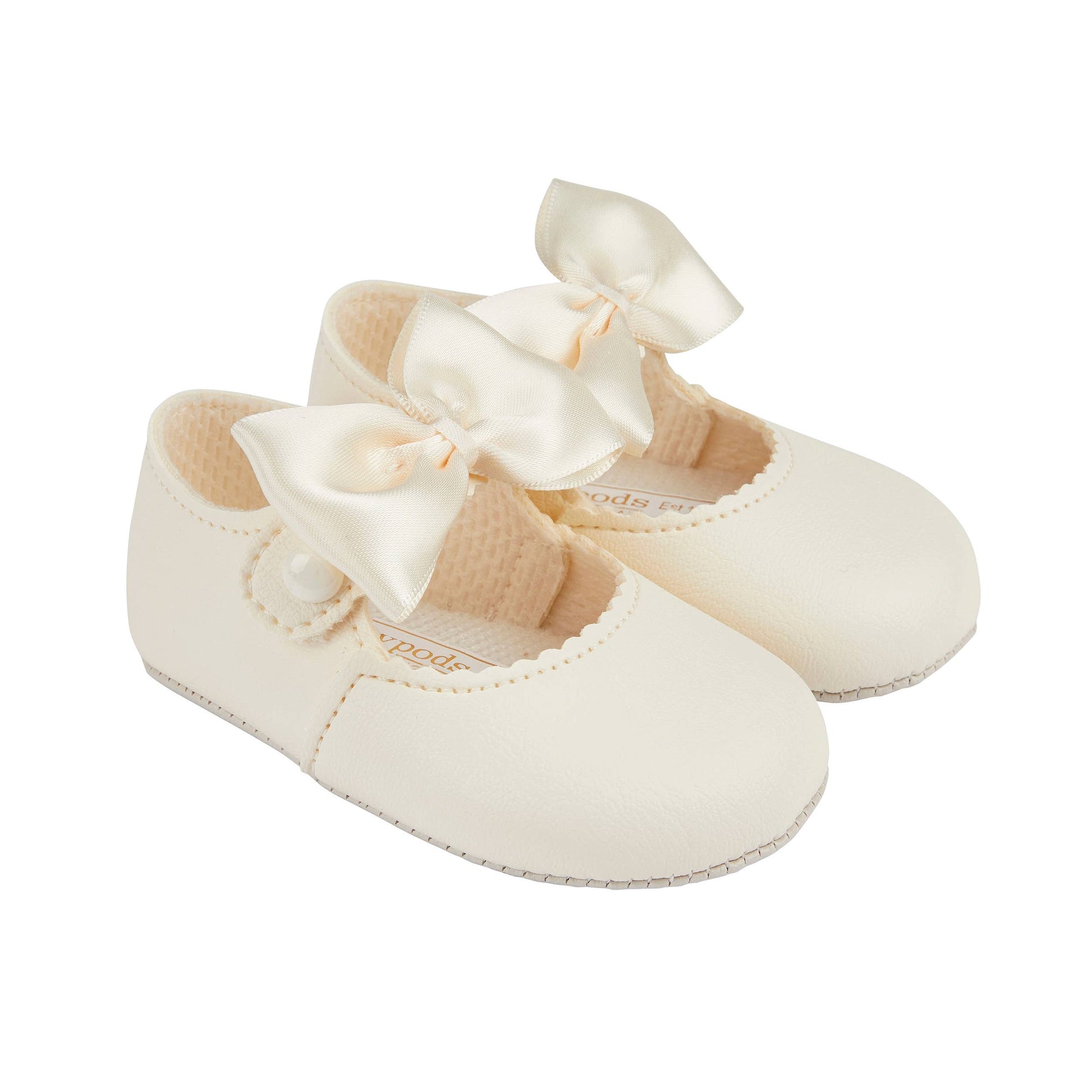 Baypods Soft Sole Baby Shoes with Matching Bow - Dusty Pink | Dress Shoes | Bon Bon Tresor