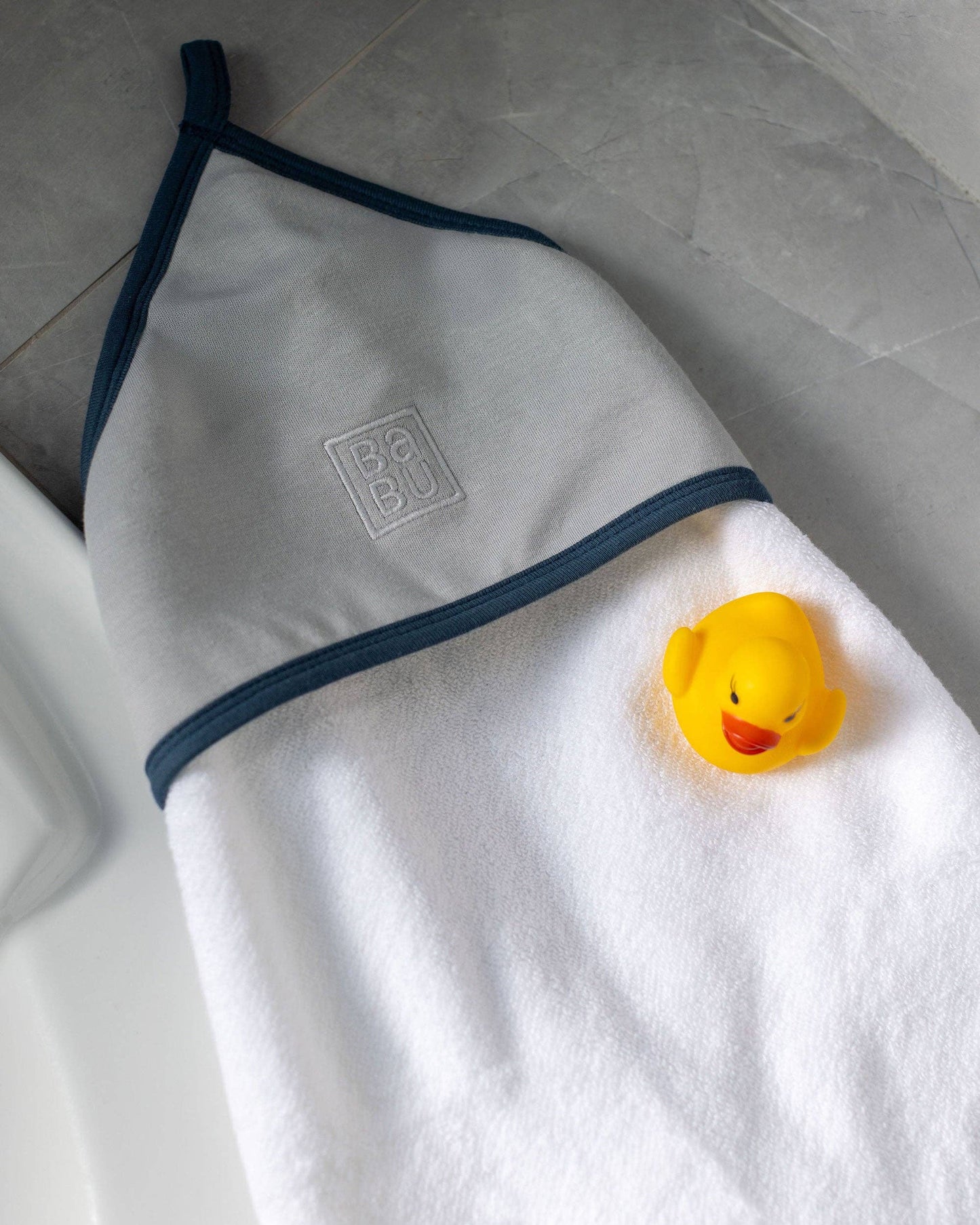 Babu Terry Hooded Baby Towel - Petal with Rose Trim