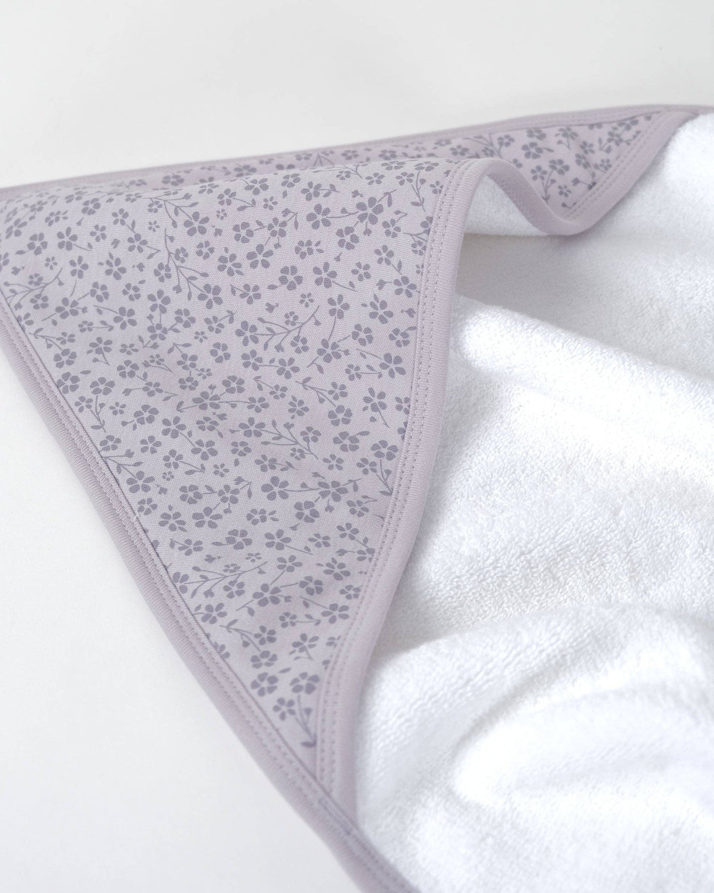 Babu Terry Hooded Baby Towel - Petal with Rose Trim