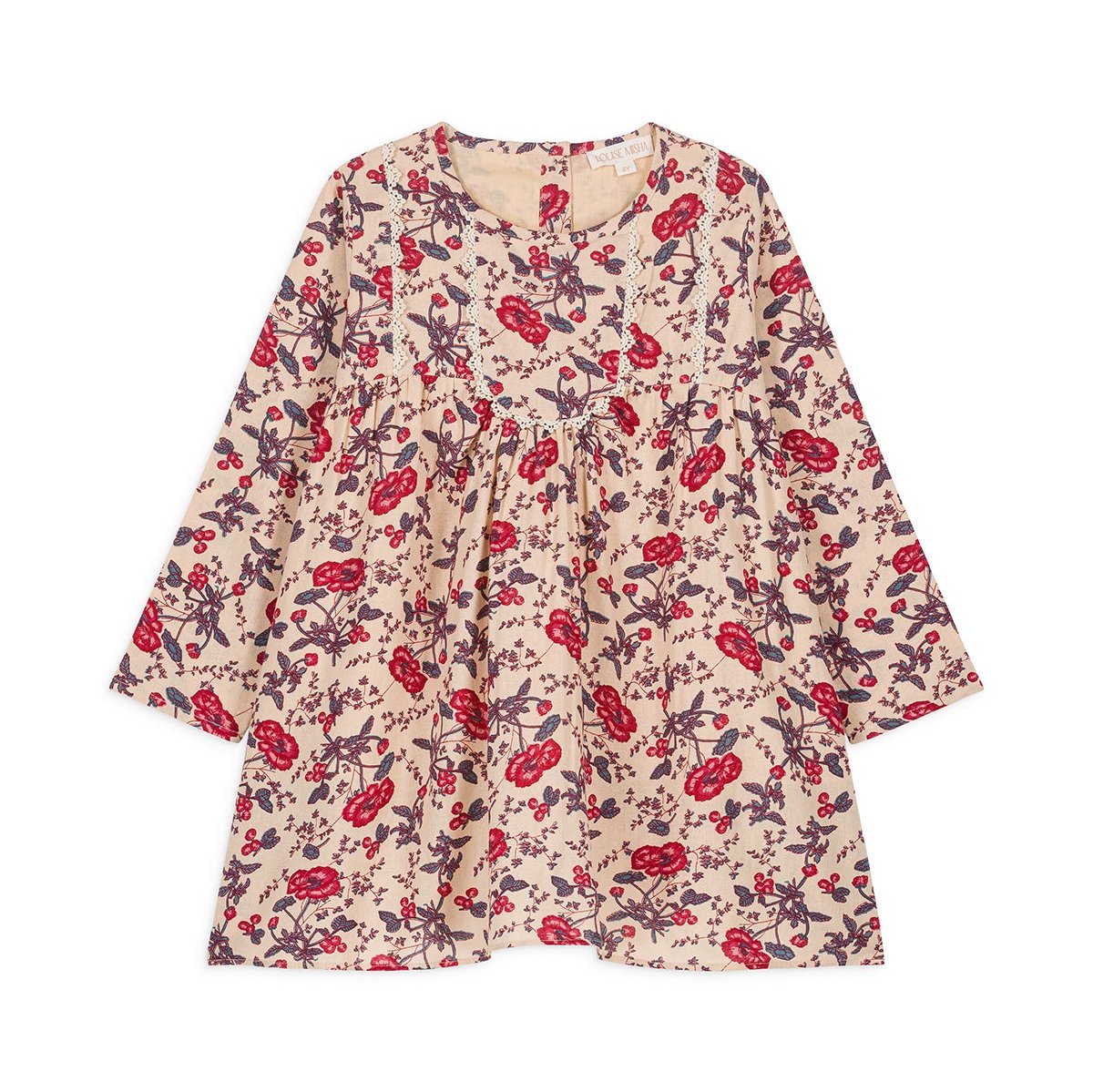 Louise Misha Girls Roulotta Dress - Cream Poppies | Dresses | Bon Bon Tresor