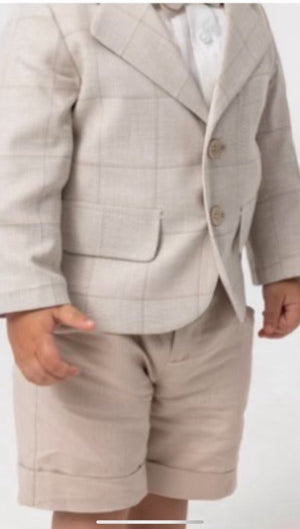 Kiddie Couture Beige Linen Jacket | Suits & Sets | Bon Bon Tresor