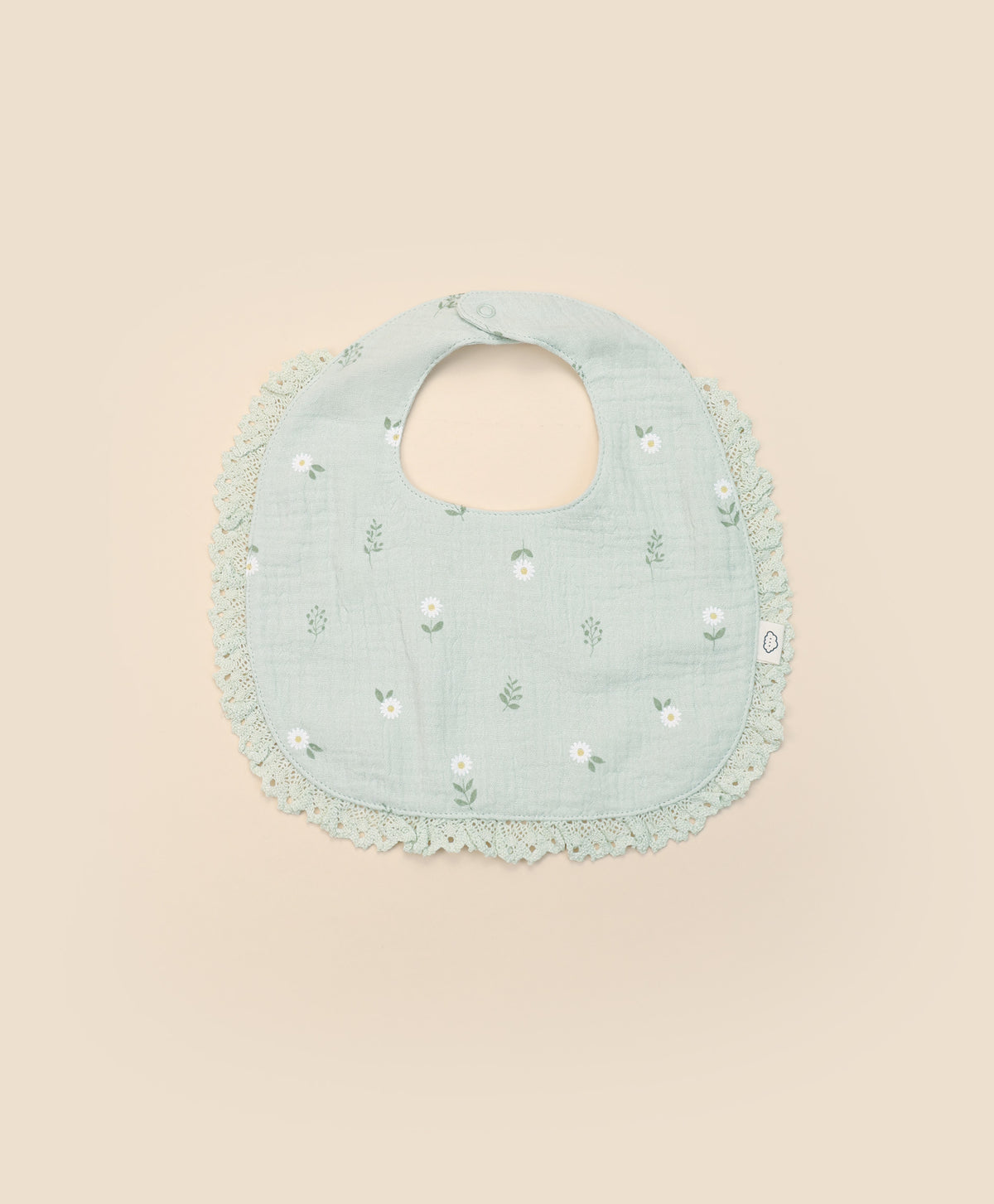 Lummi In Colour Organic Cotton Muslin Bib - Daisy Green