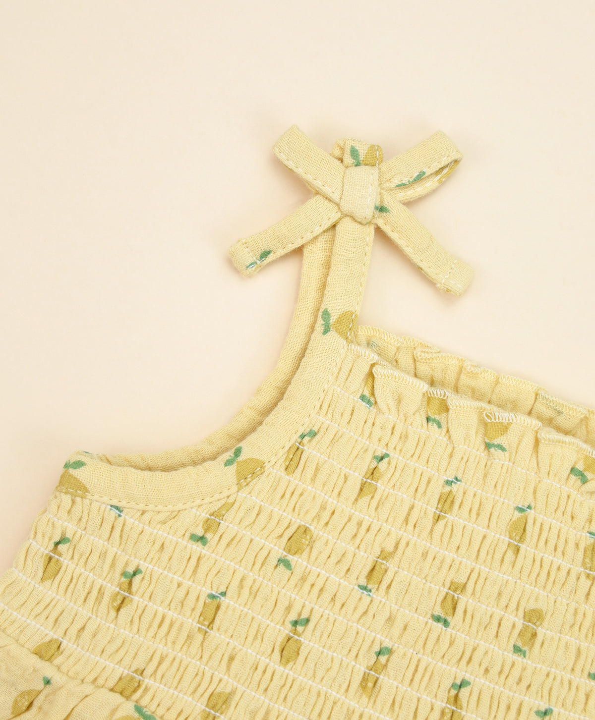 Lummi In Colour Organic Muslin Bubble Romper - Lemons